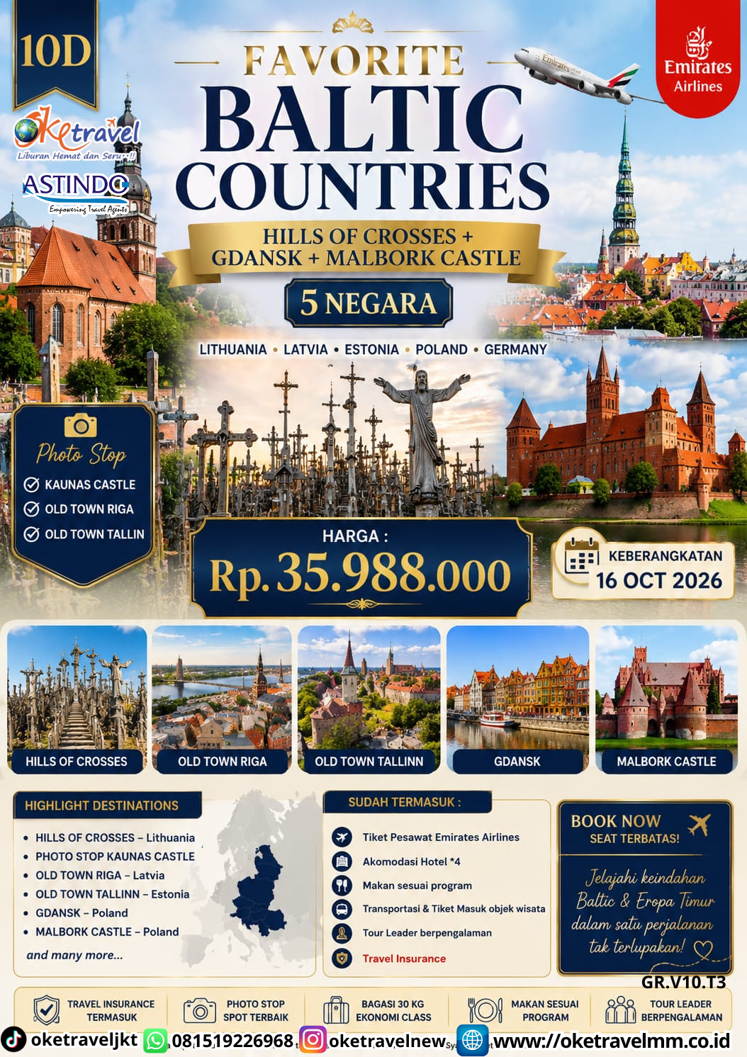 10D FAVORITE BALTIC COUNTRIES HILLS OF CROSSES + GDANSK + MALBORK CASTLE 5 NEGARA | DEPT : 16 OCT 2026 | BY EK