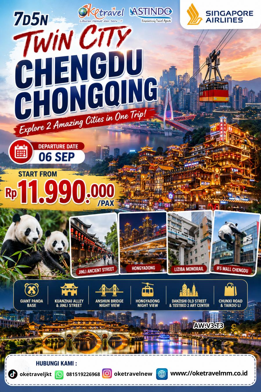 7D5N TWIN CITY CHENGDU CHONGQING | DEP : 06 SEP 2026 | BY SQ