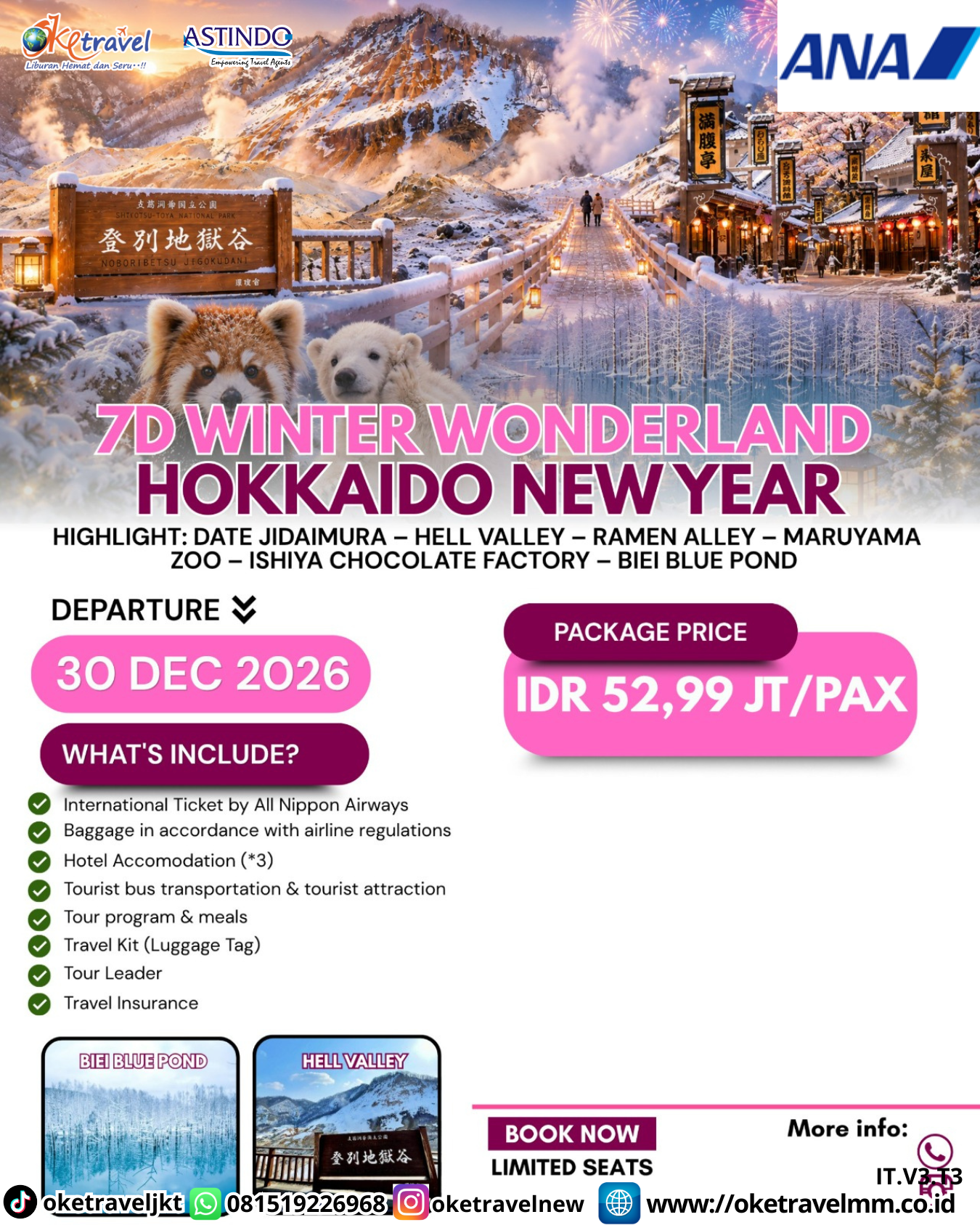 7D WINTER WONDERLAND HOKKAIDO NEW YEAR | DEPT : 30 DES 2026 | BY ANA
