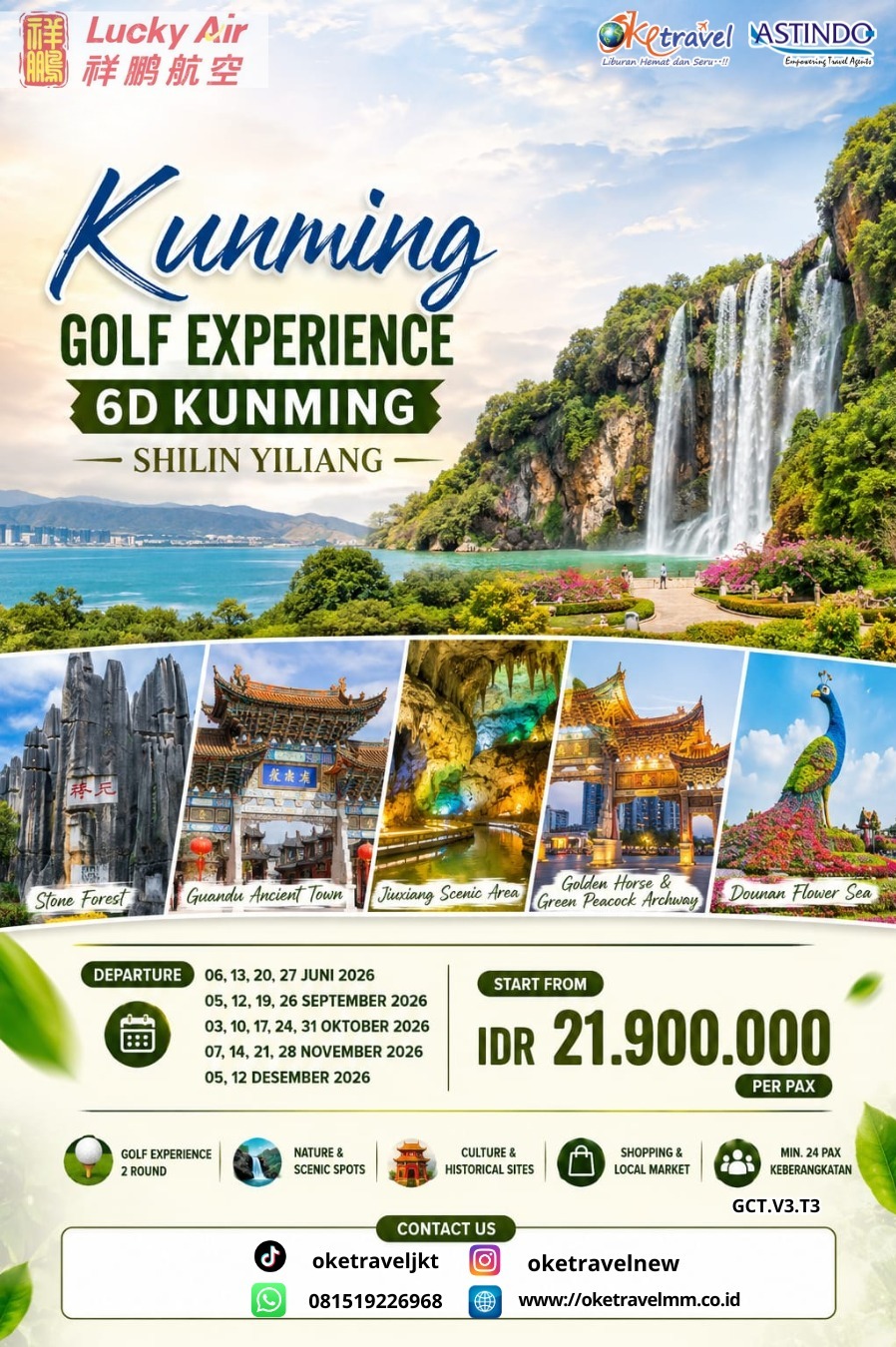 6D KUMNING SHILIN YILIANG GOLF EXPERIENCE | DEP: 05,12,19,26 SEP | 3,10,17,24,31 OCT | 07,14,21,28 NOV | 05,12 DEC 2026 | BY 8L