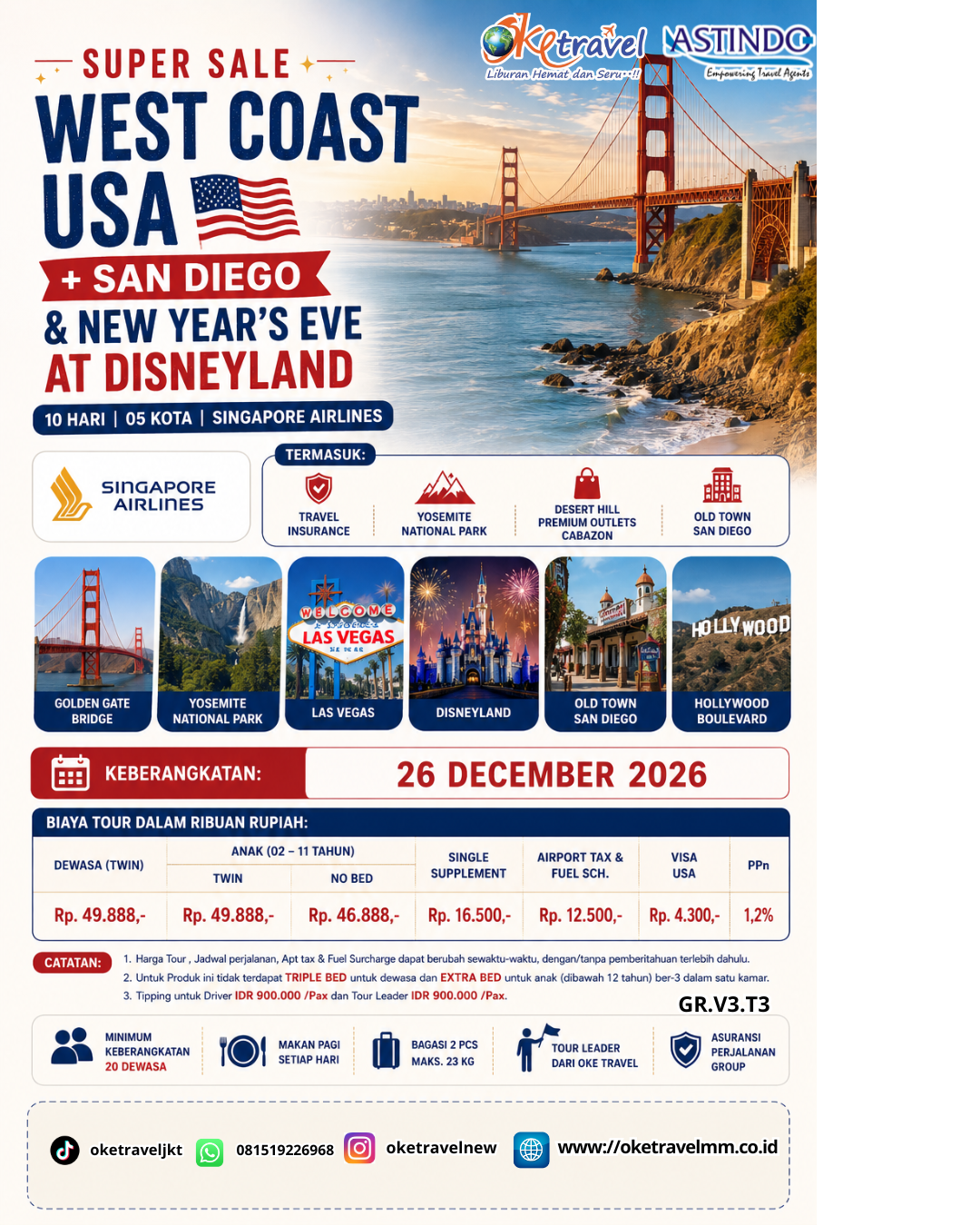 10D SS WC USA+DISNEYLAND | DEP: 26 DEC 2026 | BY SQ