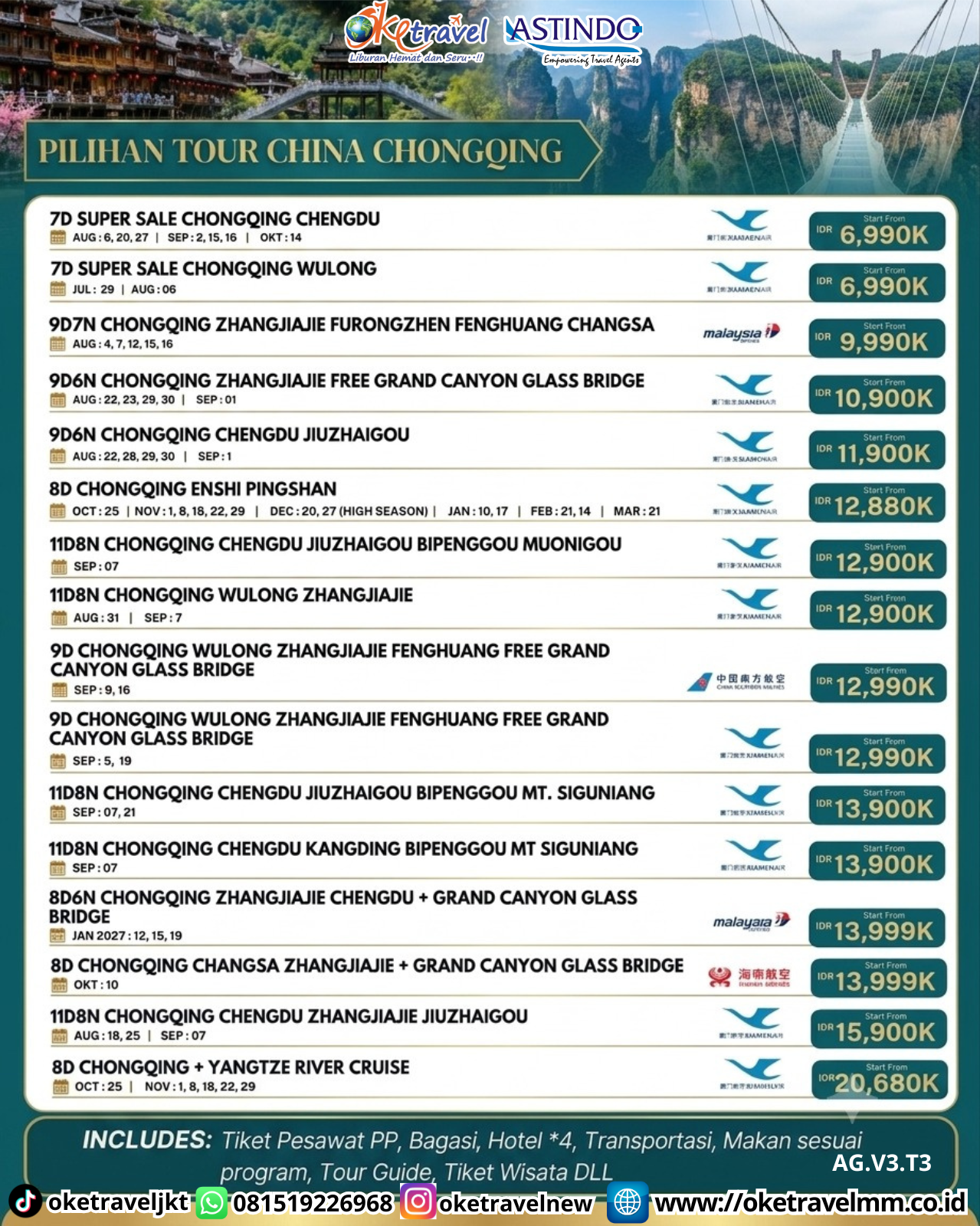 7D SUPER SALE CHONGQING CHENGDU | DEPT : 06,20,27 AUG | DEPT : 02,15,16 SEP | DEPT : 14 OKT 2026 | BY MF