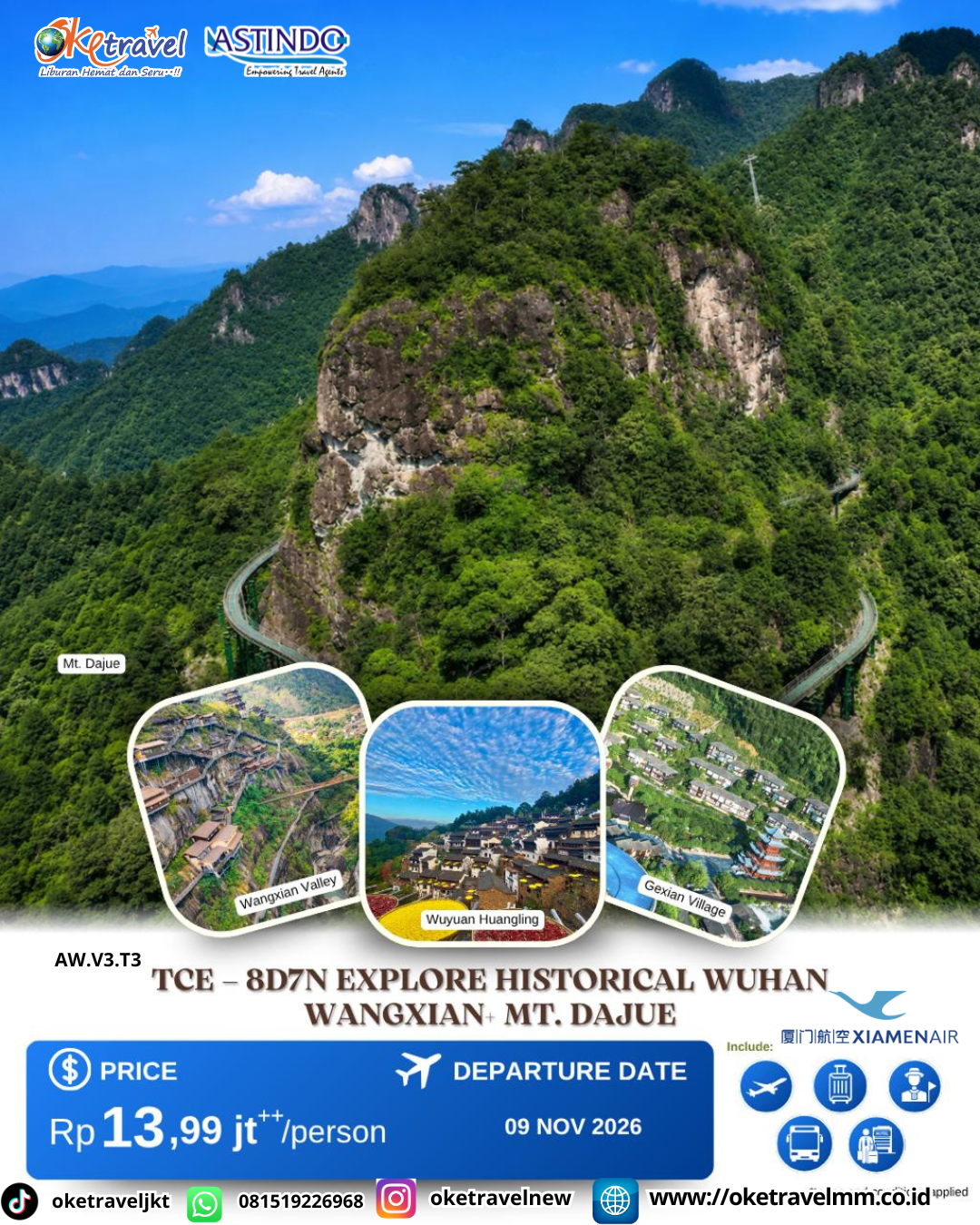 8D7N EXPLORE HISTORICAL WUHAN WANGXIAN + MT.DAJUE | DEP : 09 NOV 2026| BY MF