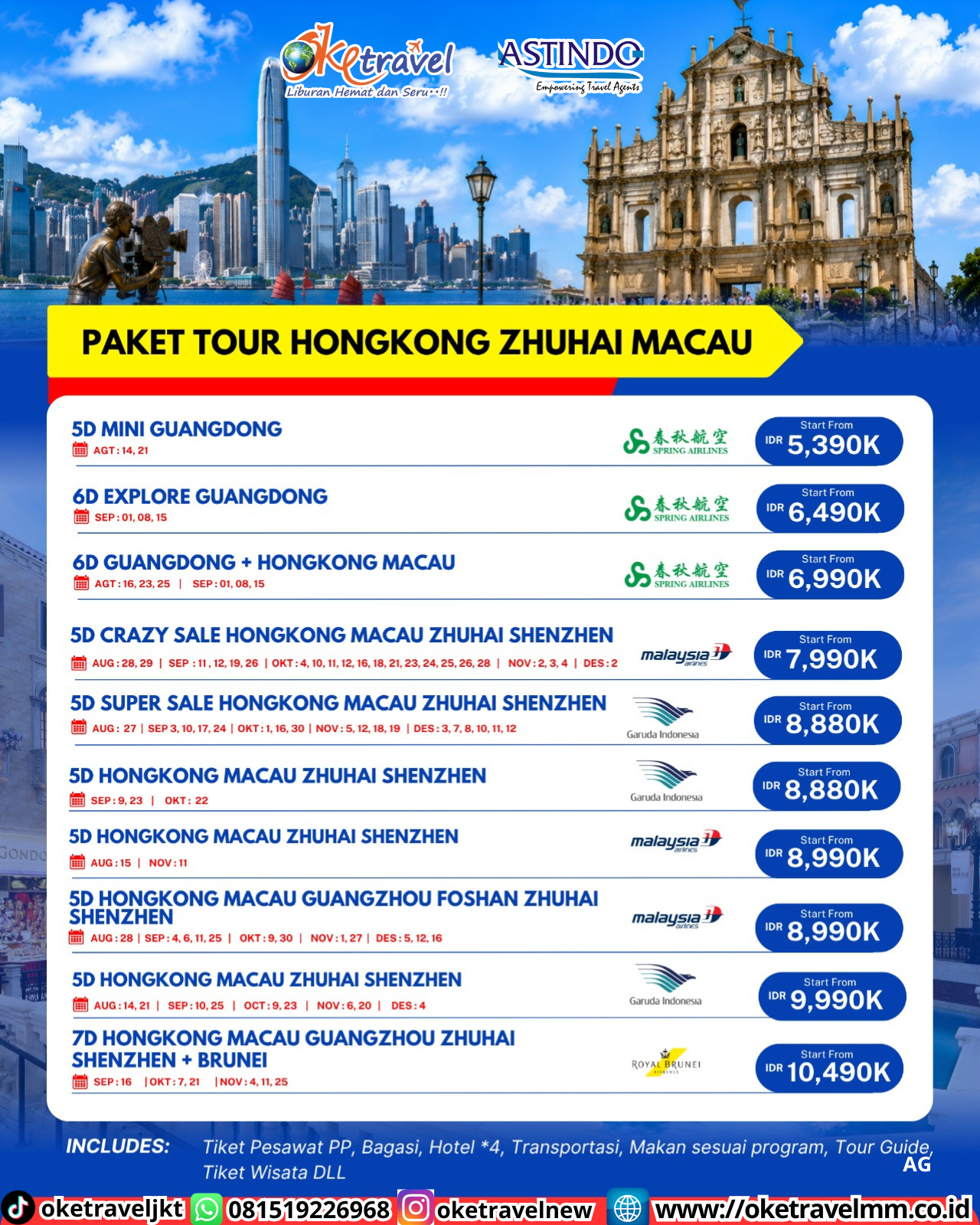 5D CRAZY SALE HONGKONG MACAU ZHUHAI SHENZHEN | DEPT : 28,29 AGUSTUS | DEPT : 11,12,19,26 SEPTEMBER | DEPT : 04,10,11,12,16,18,21,23,24,25,26,28 OKTOBER | DEPT : 02,03,04 NOVEMBER | DEPT : 02 DESEMBER 2026 | BY MH