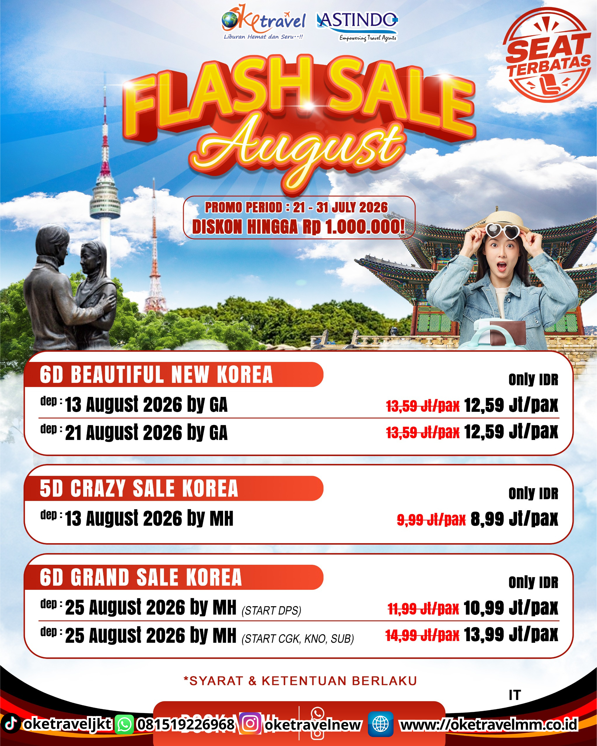 6D KOREA GRAND SALE | DEPT : 15,25 AGUSTUS | DEPT : 16 SEPTEMBER 2026 | BY MH