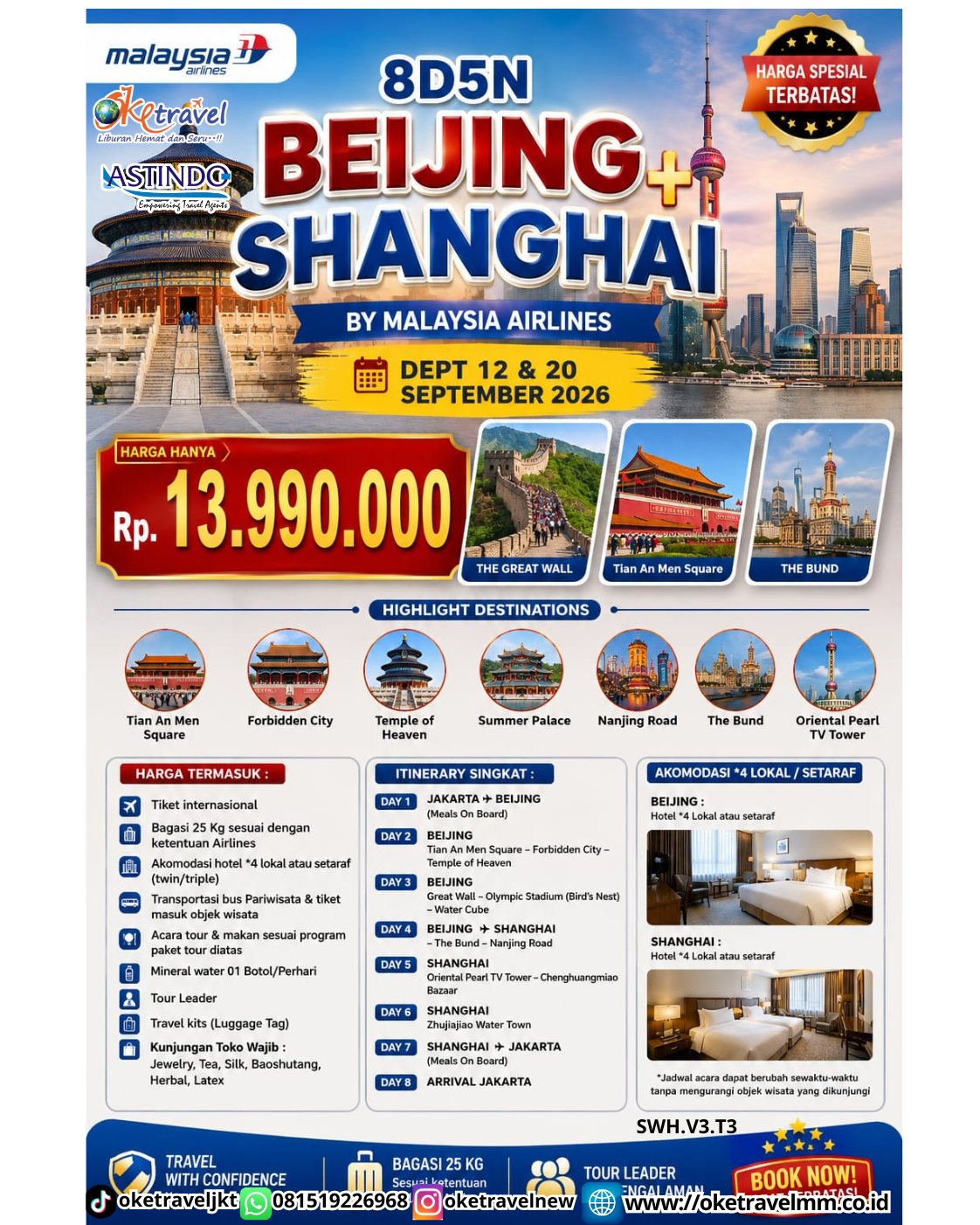 8D5N BEIJING + SHANGHAI | DEPT : 12 & 20 SEPTEMBER 2026 | BY MH 