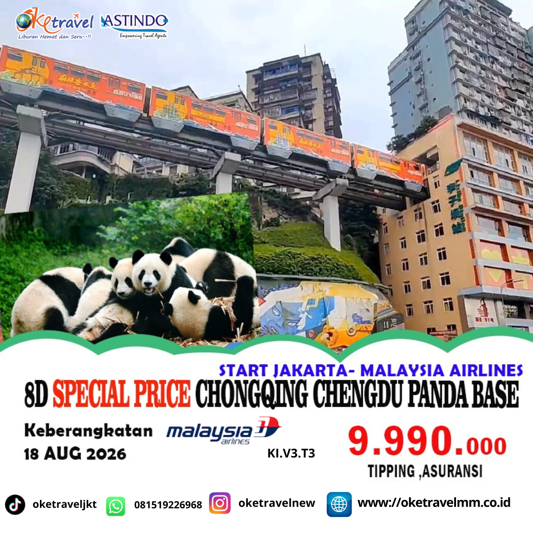 8D CHONGQING CHENGDU | DEP : 18 AUG 2026 | BY MH