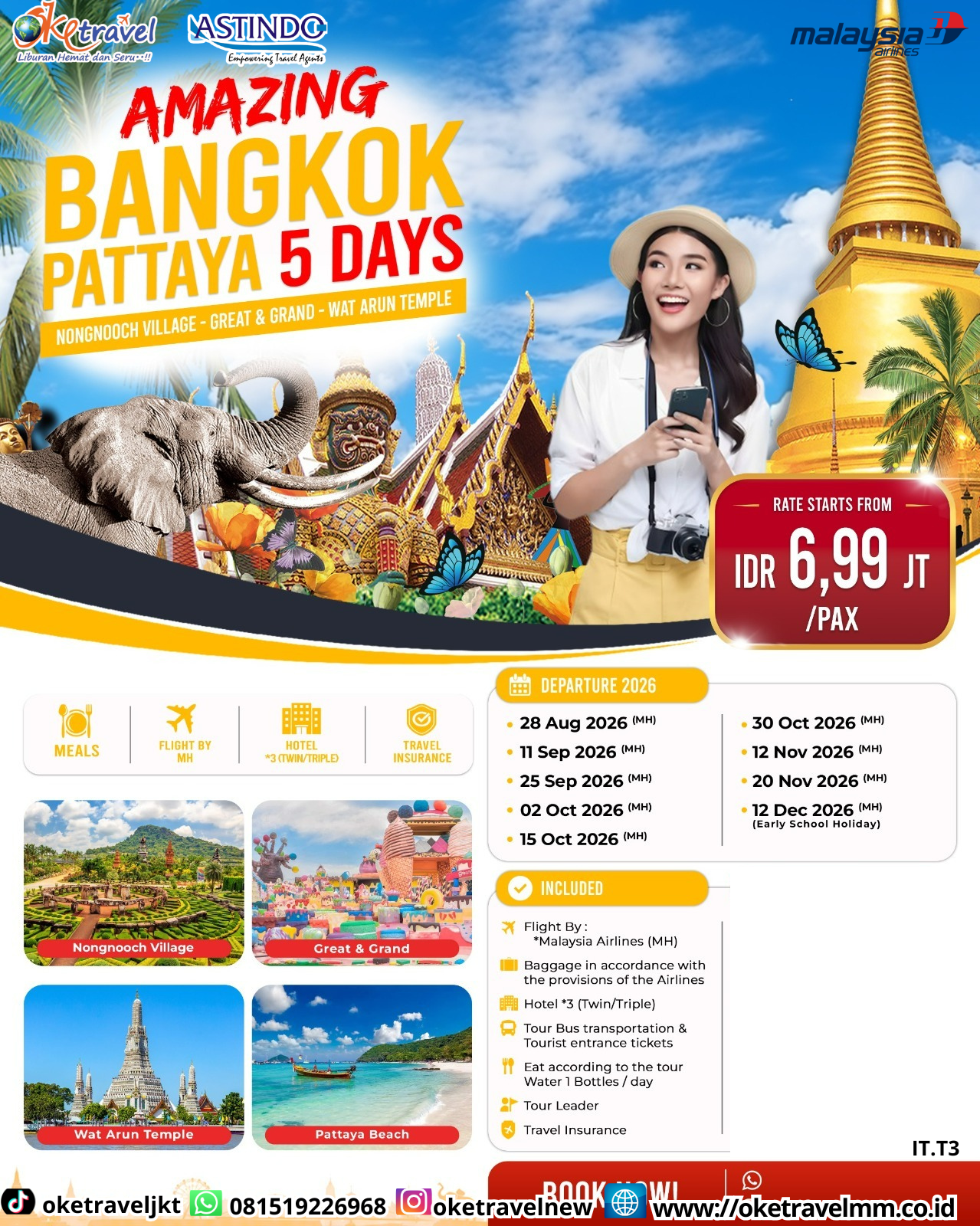5D4N AMAZING BANGKOK PATTAYA | DEPT : 28 AGUSTUS | 11,25 SEPTEMBER | DEPT : 02,15,30 OKTOBER | DEPT : 12,20 NOVEMBER | DEPT : 12 DES 2026 | BY MH 