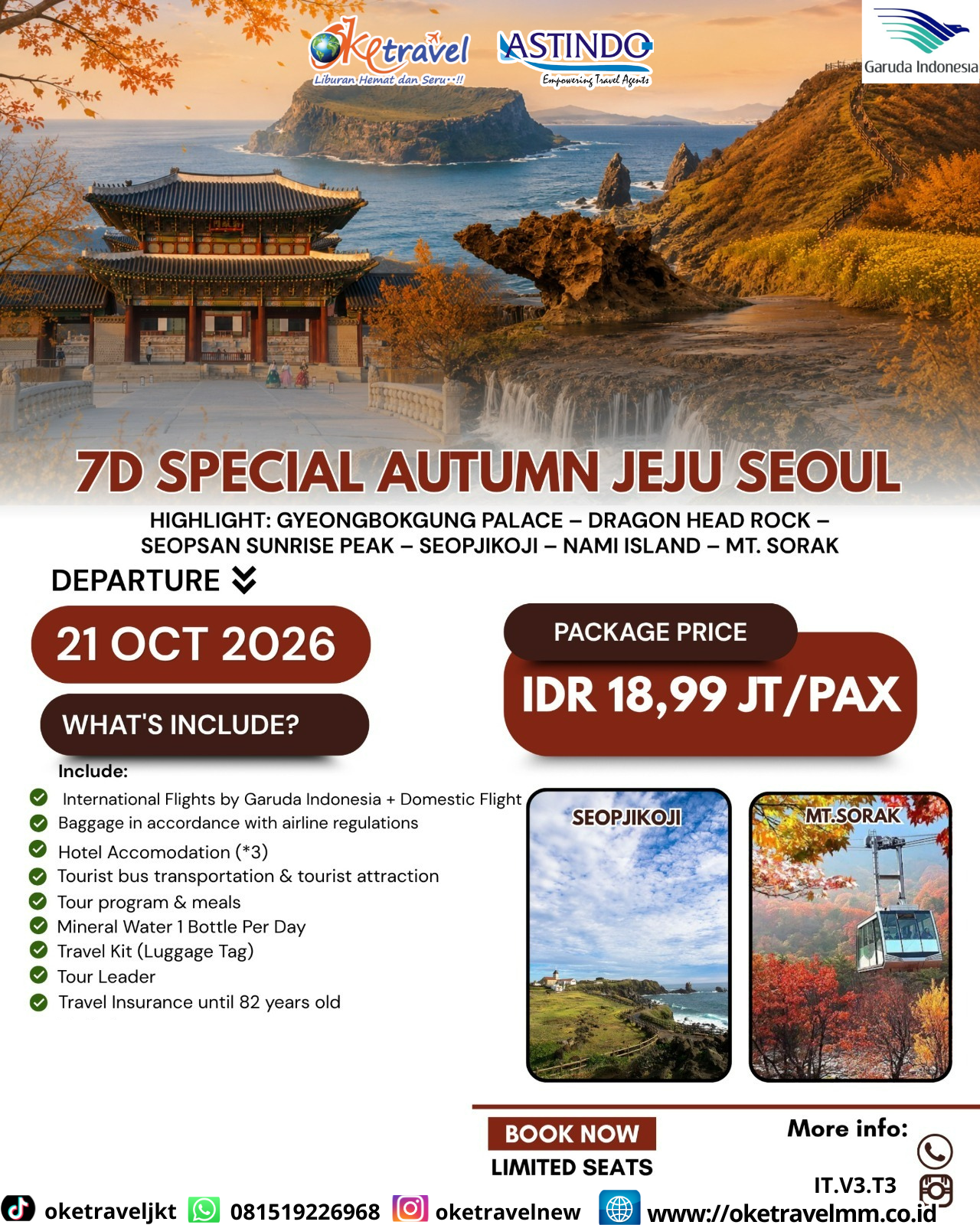 7D SPECIAL SUTUMN JEJU SEOUL | DEPT : 21 OKT 2026 | BY GA