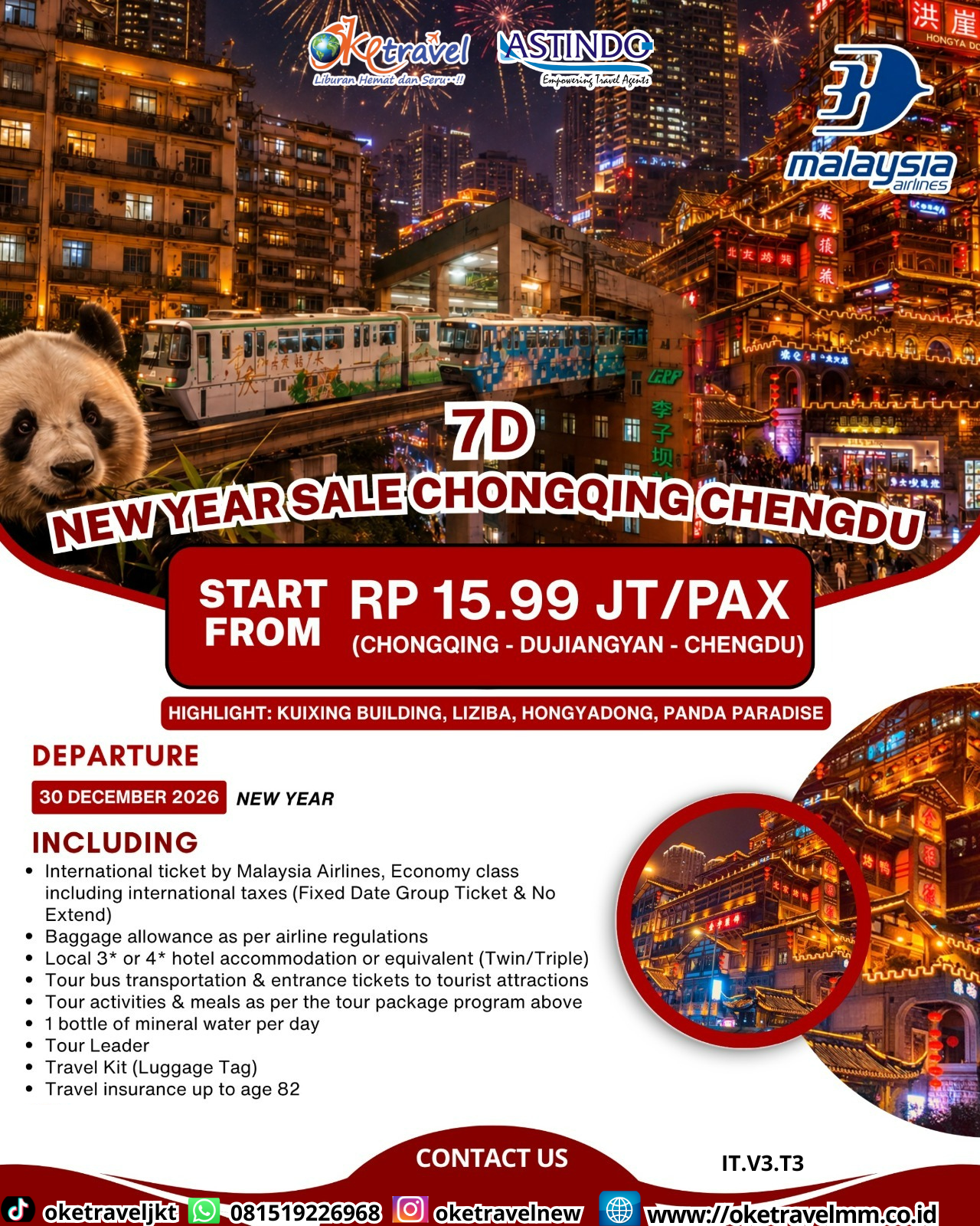 7D NEW YEAE SALE CHONGQING CHENGDU | DEPT : 30 DES 2026 | BY MH