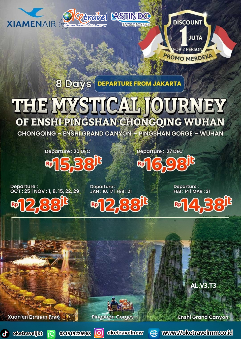 8D6N THE MYSTICAL JOURNEY OF ENSHI PINGSHAN CHONGQING WUHAN | DEP : 20,27 DEC 2026 | 10,17 JAN | 14,21 FEB | 21 MAR 2027 | BY MF