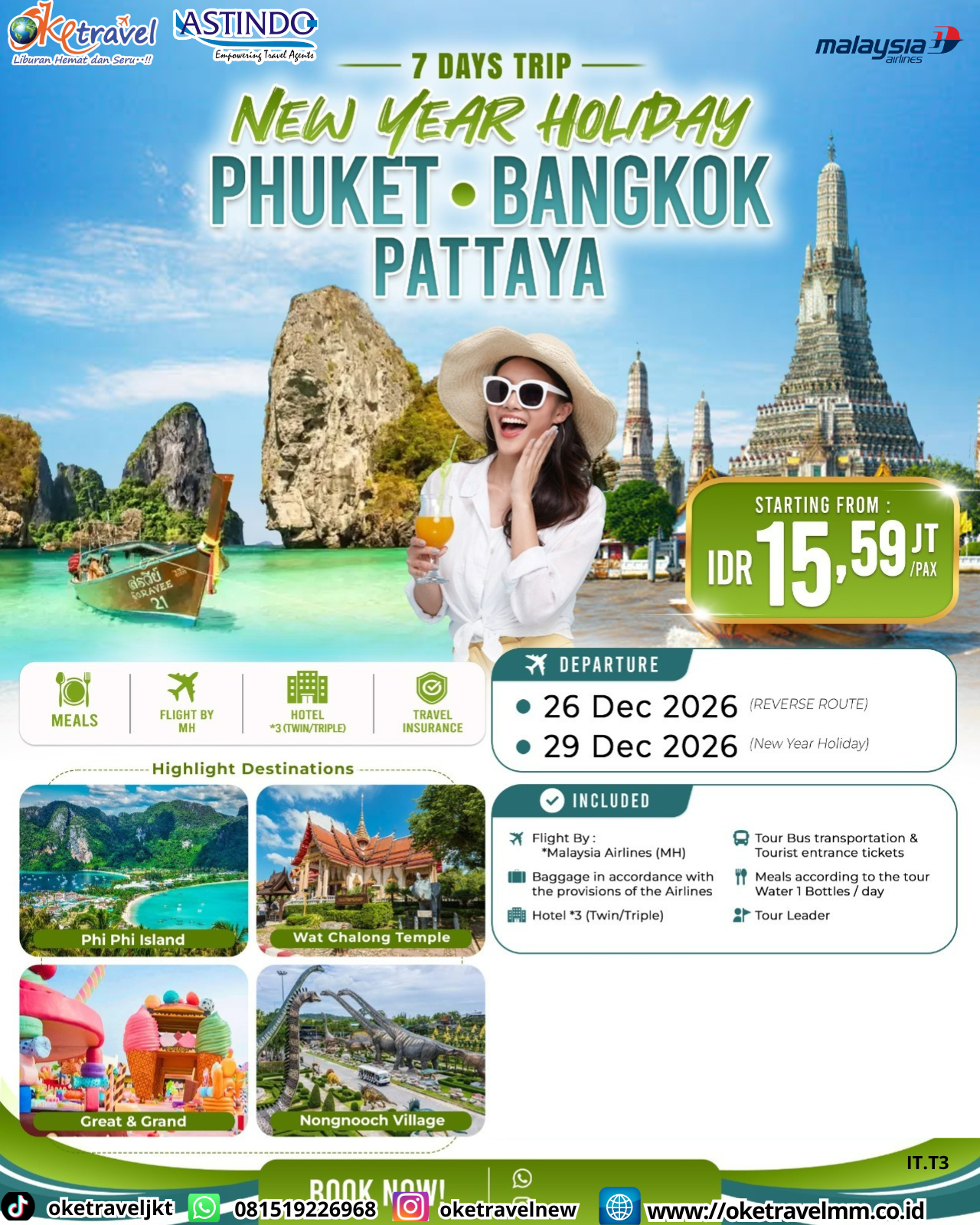 7D NEW YEAR HOLIDAY PHUKET BANGKOK PATTAYA | DEPT : 26,29 DES 2026 | BY MH
