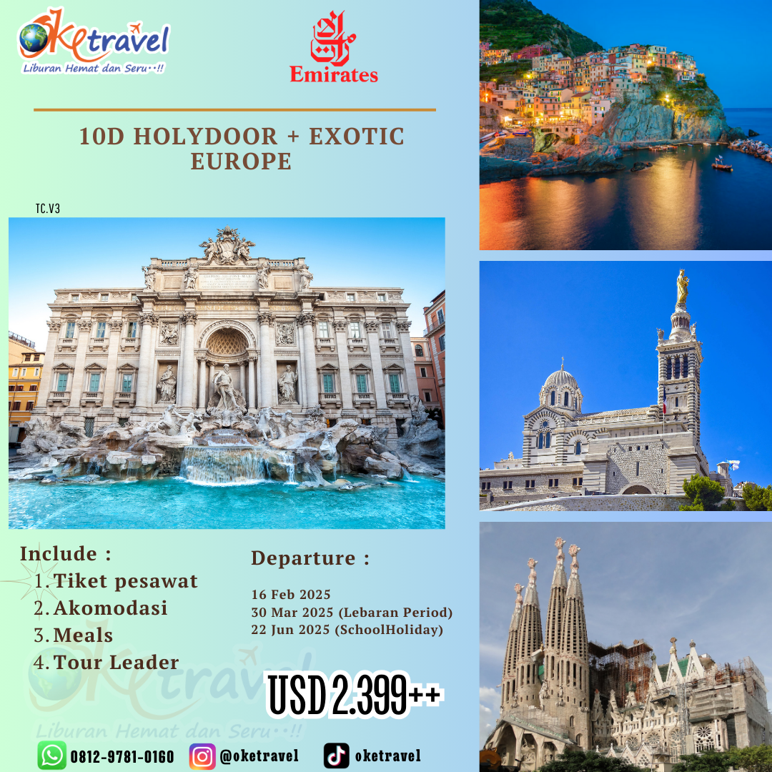 10D HOLYDOOR + EXOTIC EUROPE dep 16 feb, 30 mar, 22 jun 2025 by ek