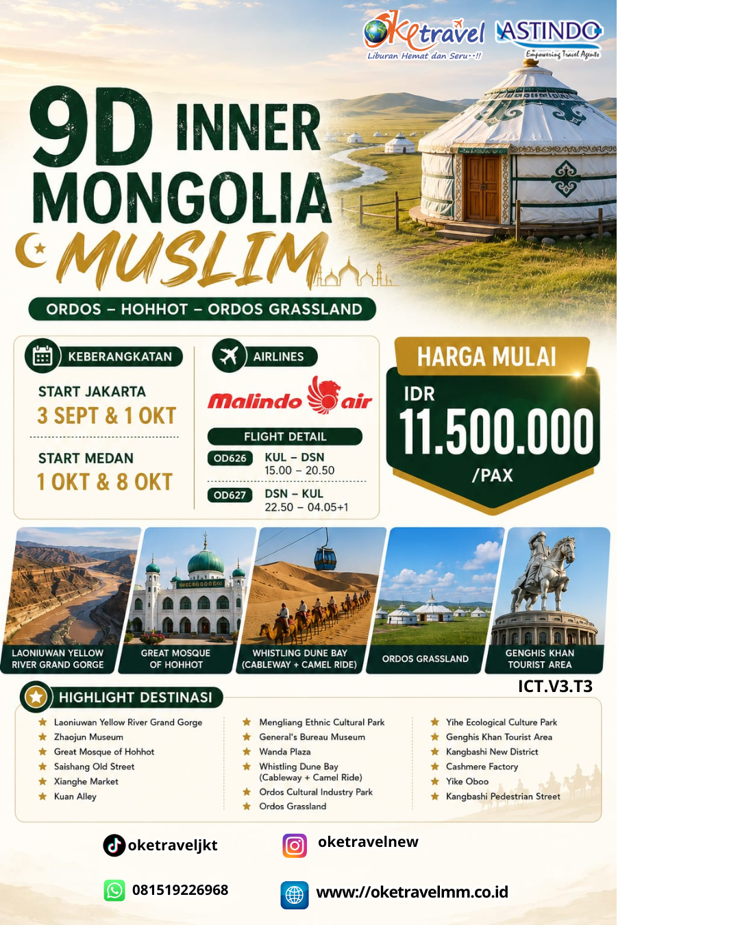 9D INNER MONGOLIA MUSLIM | DEP: 03 SEPTEMBER | DEP: 01,08 OKTOBER 2026 | BY OD