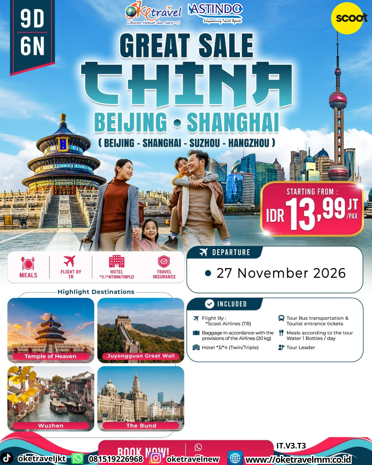 9D6N GREAT SALE CHINA BEIJING - SHANGHAI | DEPT : 27 NOV 2026 | BY TR