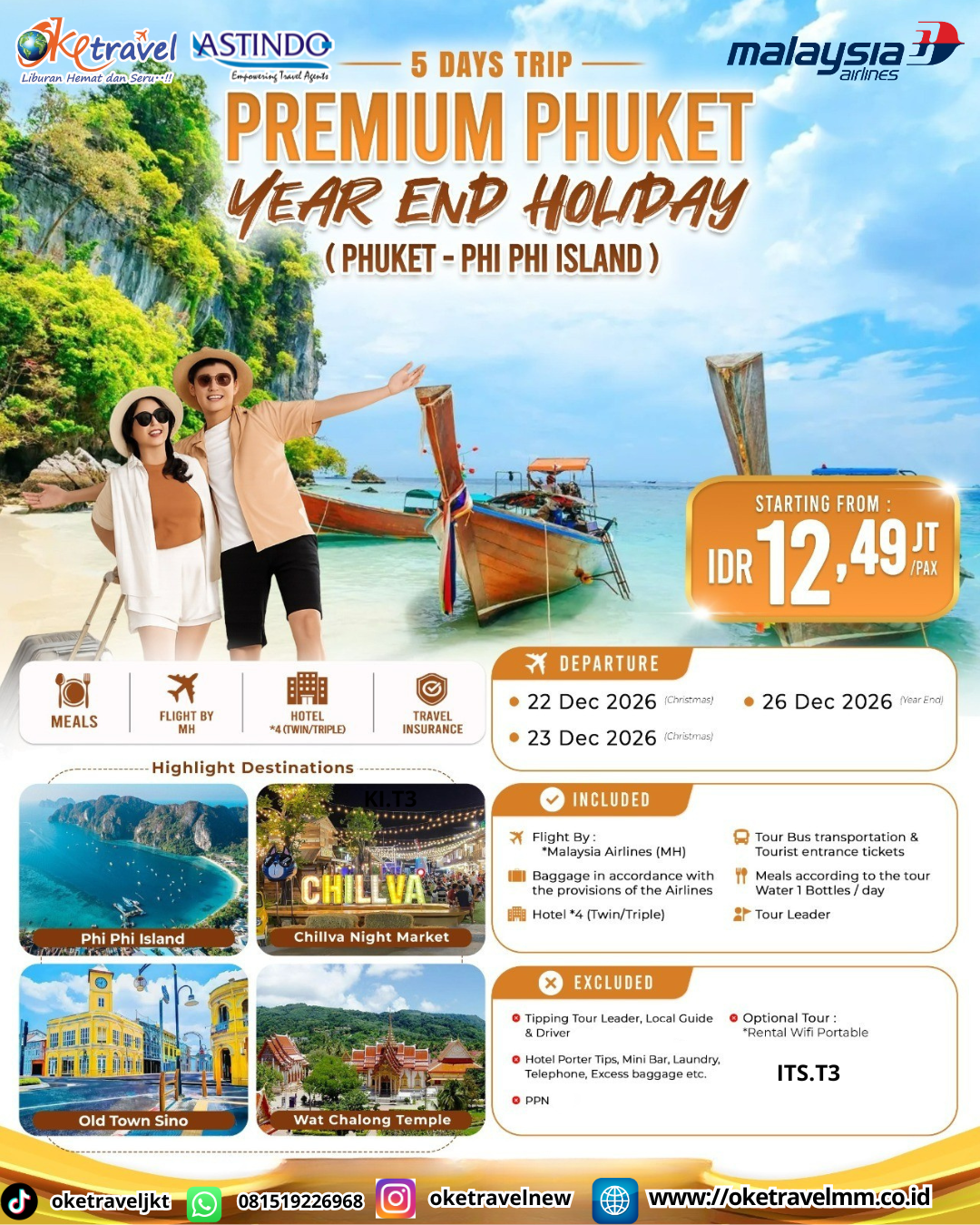 5D PREMIUM PHUKET YEAR END HOLIDAY | DEP : 22,23,26 DEC 2026 | BY MH
