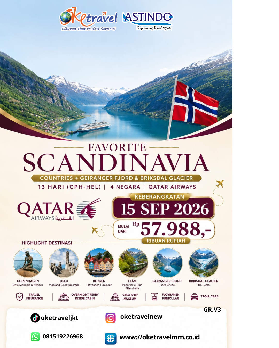 13D SCANDINAVIA COUNTRIES + GEIRANGER FJORD & BRIKSIDAL GLACIER | DEP: 15 SEPTEMBER 2026 | BY QR