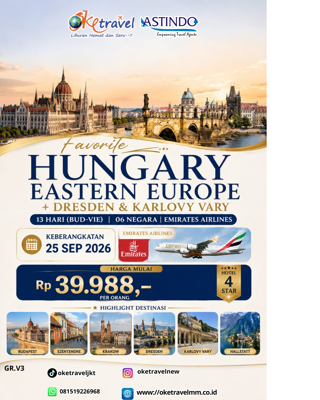 13D HUNGARY EASTERN EUROPE + DRESDEN & KARLOVY VARY | DEP 25 SEPTEMBER 2026 | BY EK