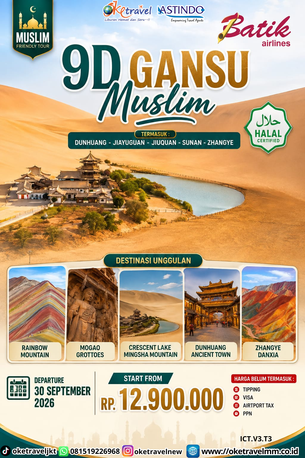 9D GANSU MUSLIM | DEPT : 30 SEPT 2026 | BY OD