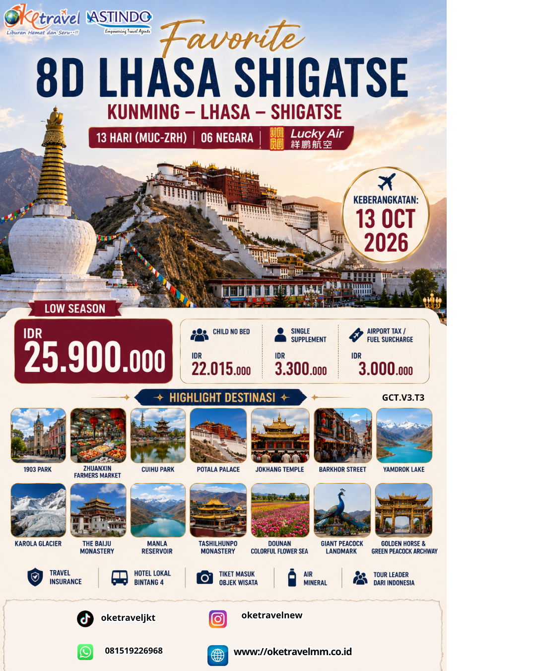 8D LHASA SHIGATSE | DEP: 13 OKTOBER 2026 | BY 8L
