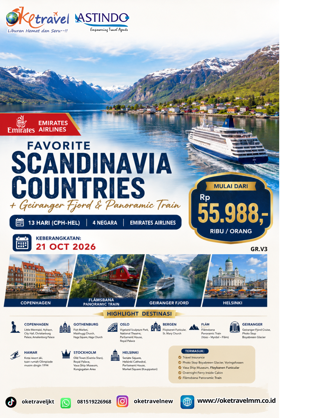 13D SCANDINAVIA COUNTRIES + GEIRANGER FJORD & PANORAMIC TRAIN | DEP: 21 OKTOBER 2026 | BY EK