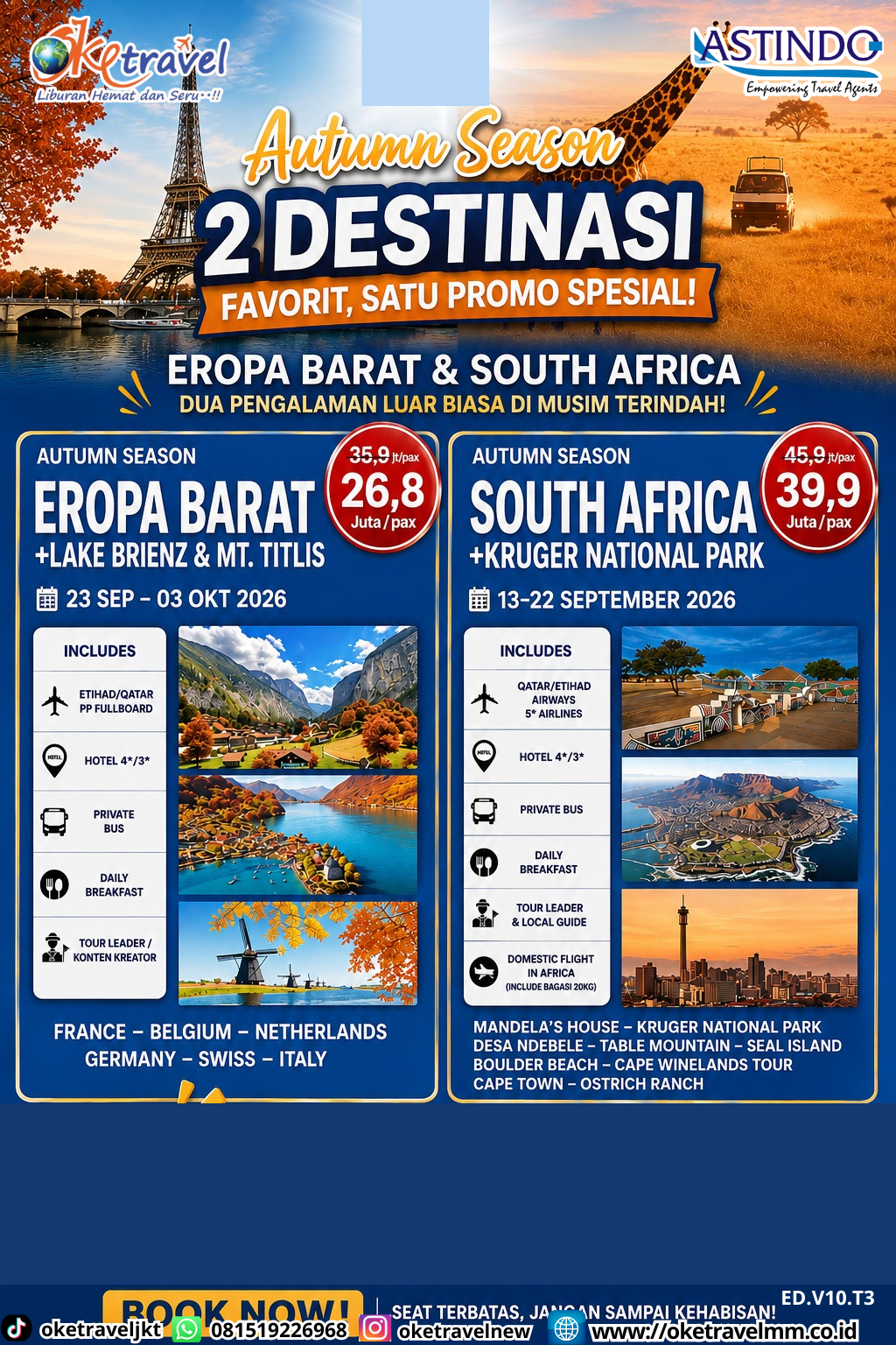 10D SOUTH AFRICA + KRUGER NATIONAL PARK | DEPT : 13-22 SEPT | BY ET