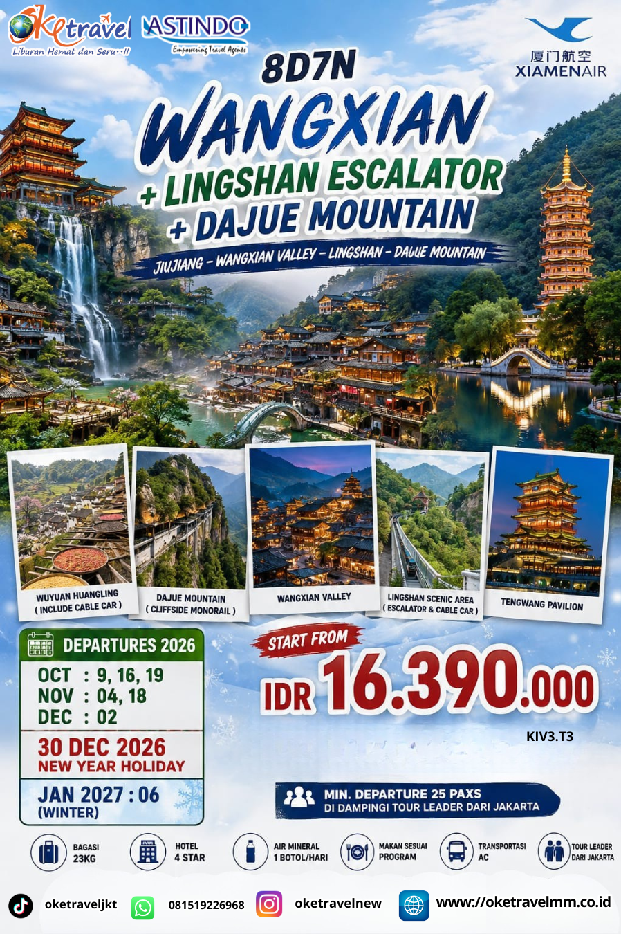  8D YUNNAN - KUMNING DALI - SHANGRILA  LIJIANG | DEP 23 DEC 2026 | 13,20 JAN  | 24 FEB | 03,10 MAR 2027 | BY MF 