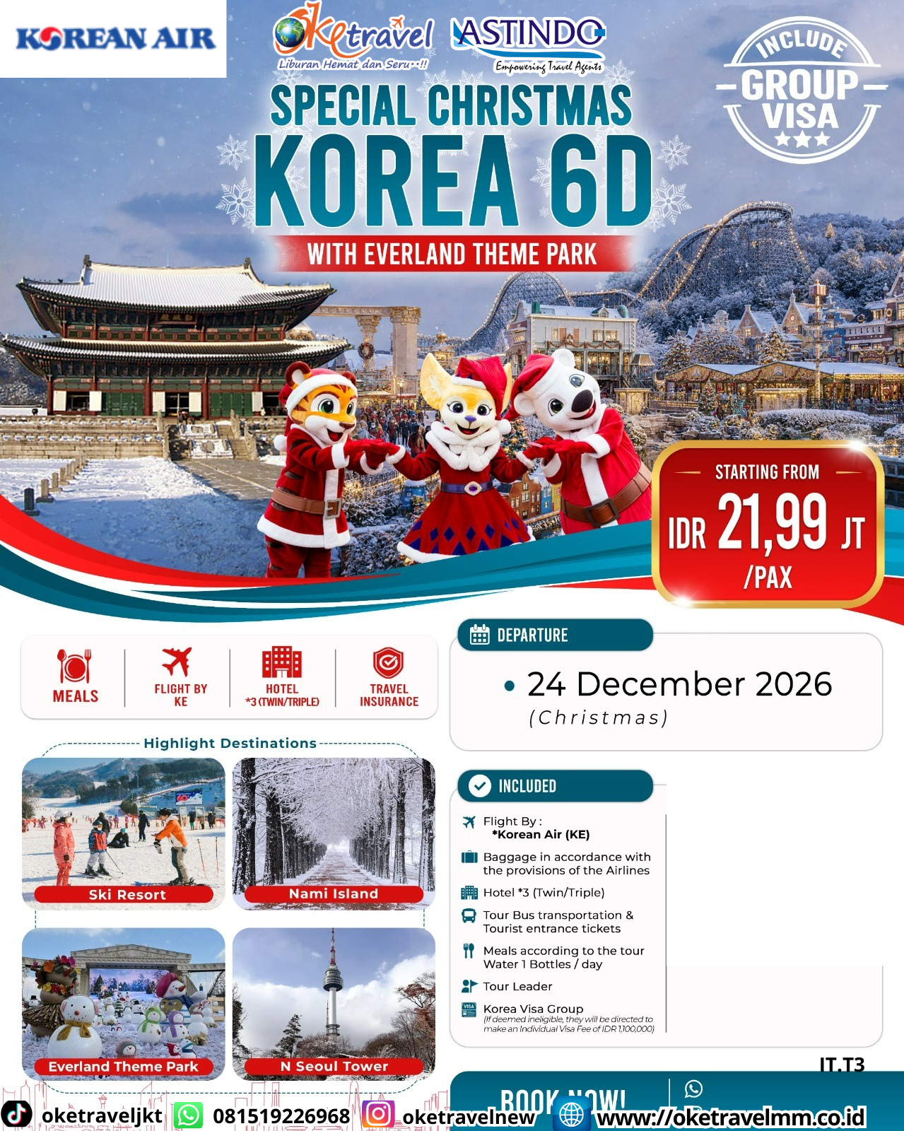 6D SPECIAL CHRISTMAS KOREA WITH EVERLAND THEME PARK | DEPT : 24 DES 2026 | BY KE