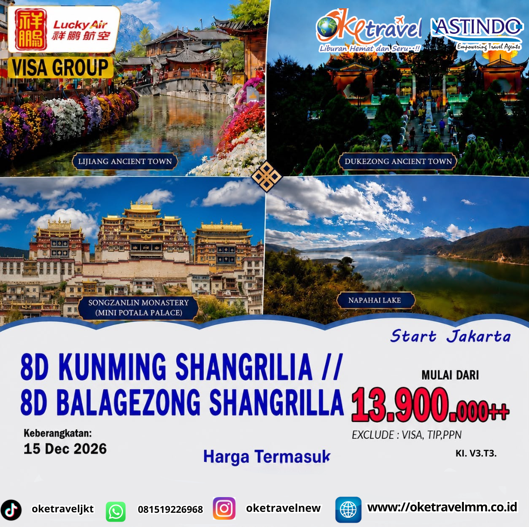 8D KUNMING DALI LIJIANG SHANGRILIA BALAGEZONG | DEP: 15 DEC 2026 | BY 8L