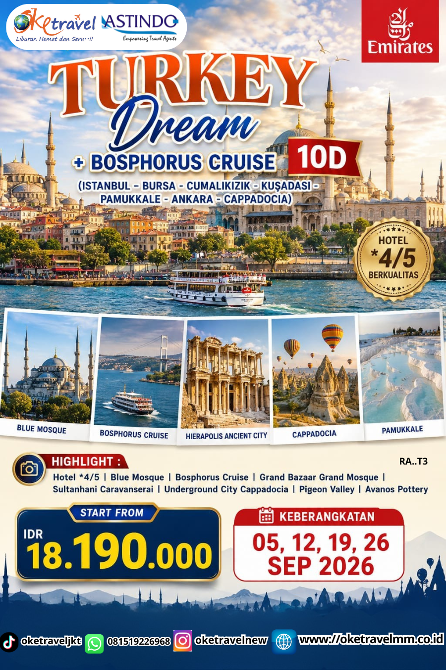10D WINTER TURKEY DREAM + BOSPHORUS CRUISE | DEP: 18 OCT | 22 NOV |05 DEC 2026 | BY EK 