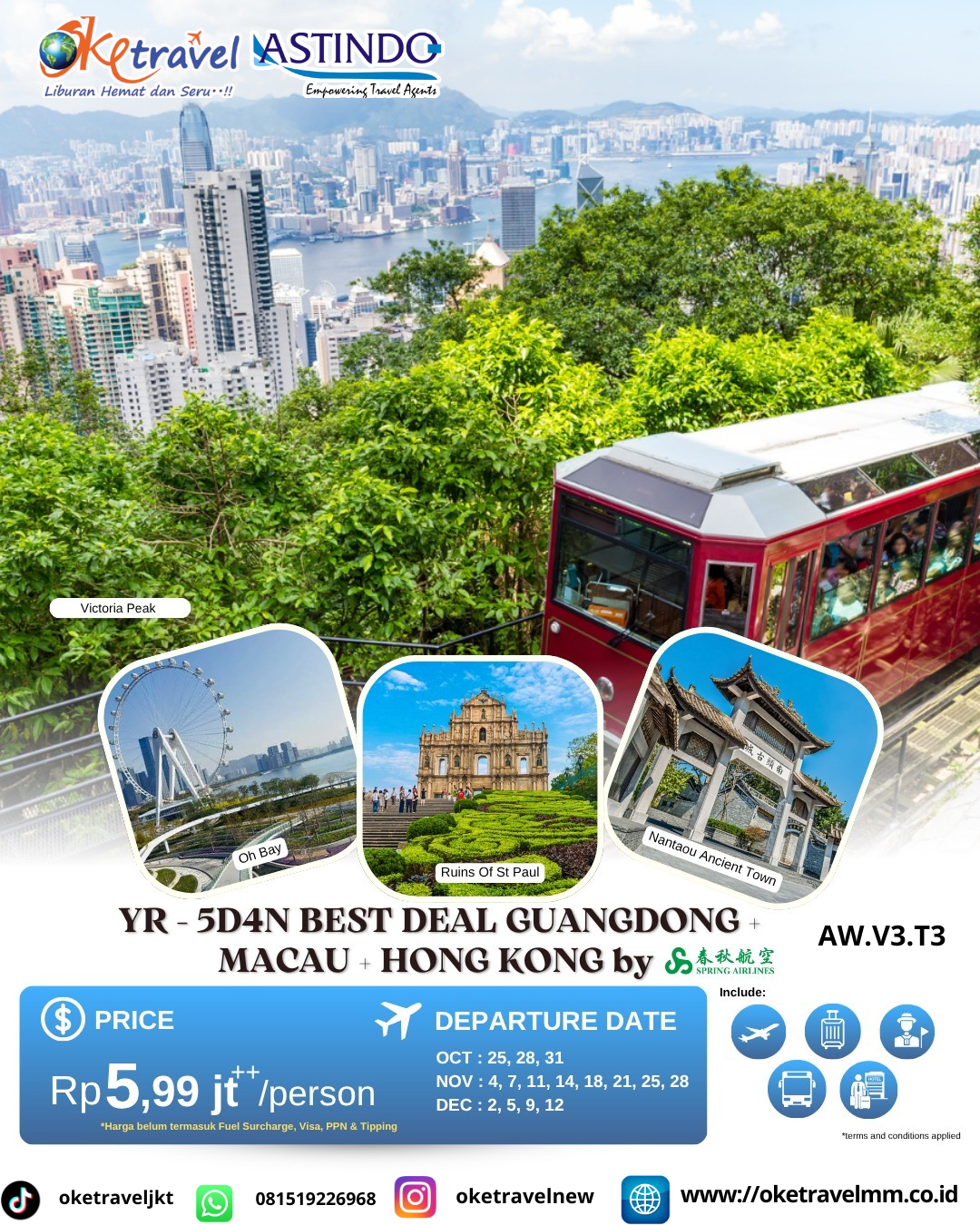 5D4N BEST DEAL GUANGDONG MACAU + HONGKONG | DEP : 25,28,31 OCT | 04,07,11,14, 18, 21,25,28 NOV | 02,05,09,12 DEC 2026 | BY 9C
