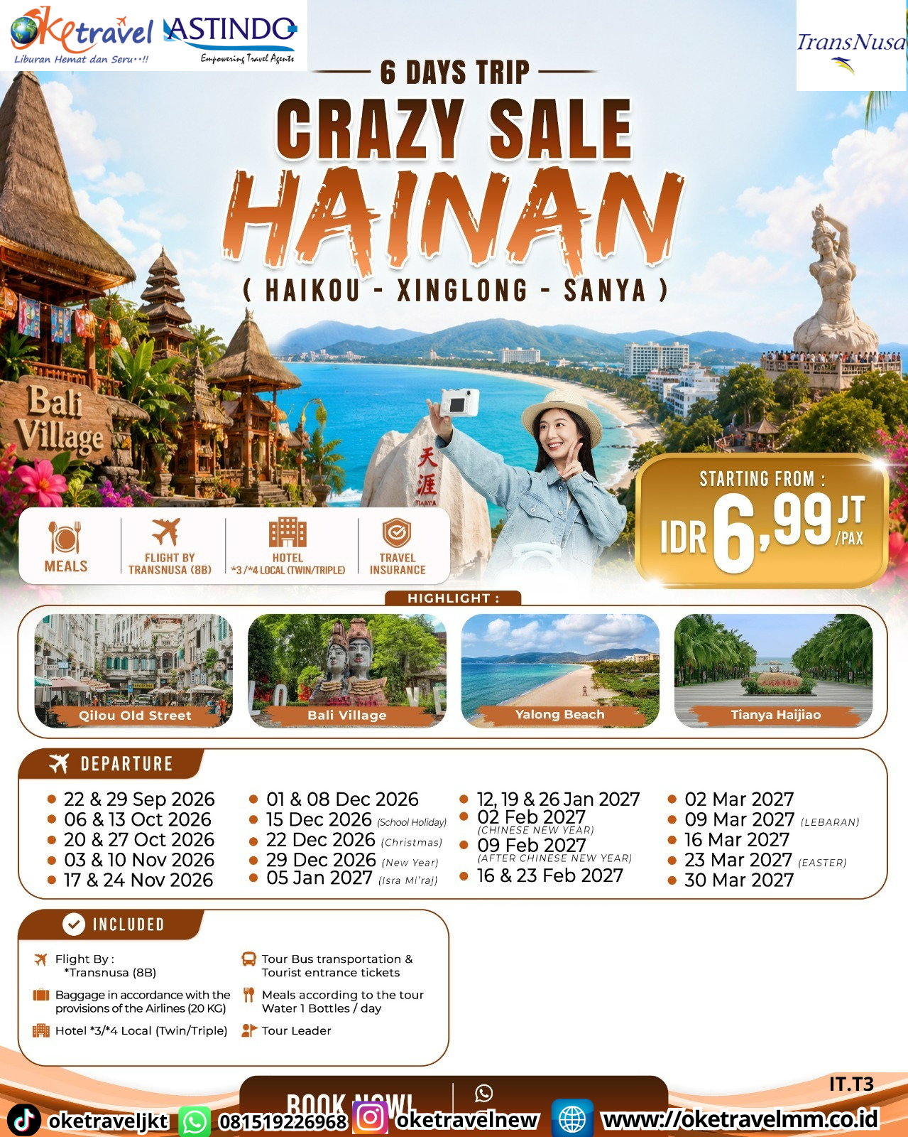 6D CRAZY SALE HAINAN | DEPT : 22,29 SEPT | DEPT : 06,13,20,27 OKT | DEPT : 03,10,17,24 NOV | EPT : 01,08,15,22,29 DES 2026 | DEPT : 05,12,19,26,JANUARI | DEPT : 02,09,16,23 FEB | DEPT : 02,09,16,23,30 MARET 2027 | BY 8B