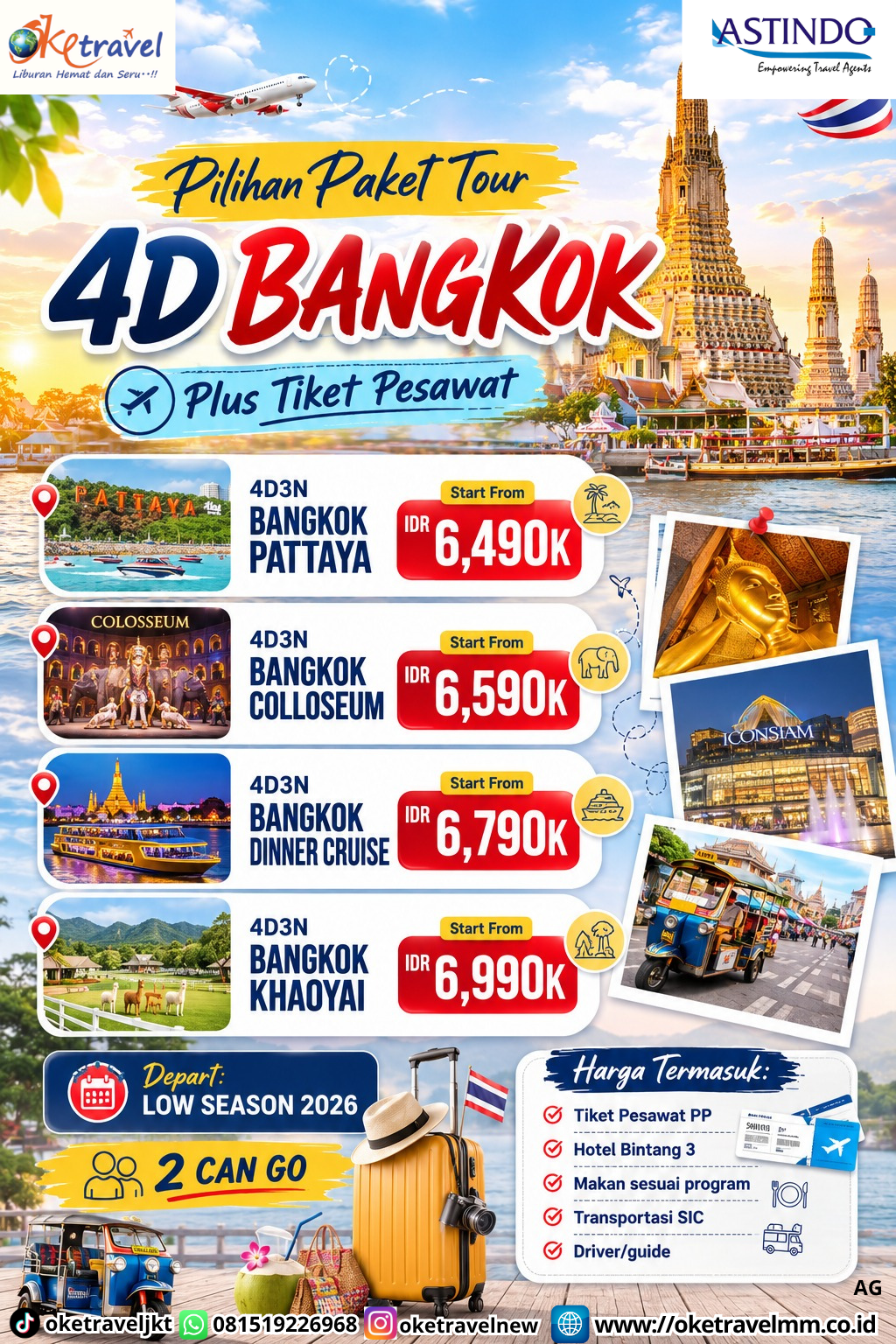 4D3N BANGKOK KHAOYAI + FLIGHT | DEPT : 02,09,16,23,30 SEPT | DEPT : 07,14,28 OKTOBER 2026 | BY TR