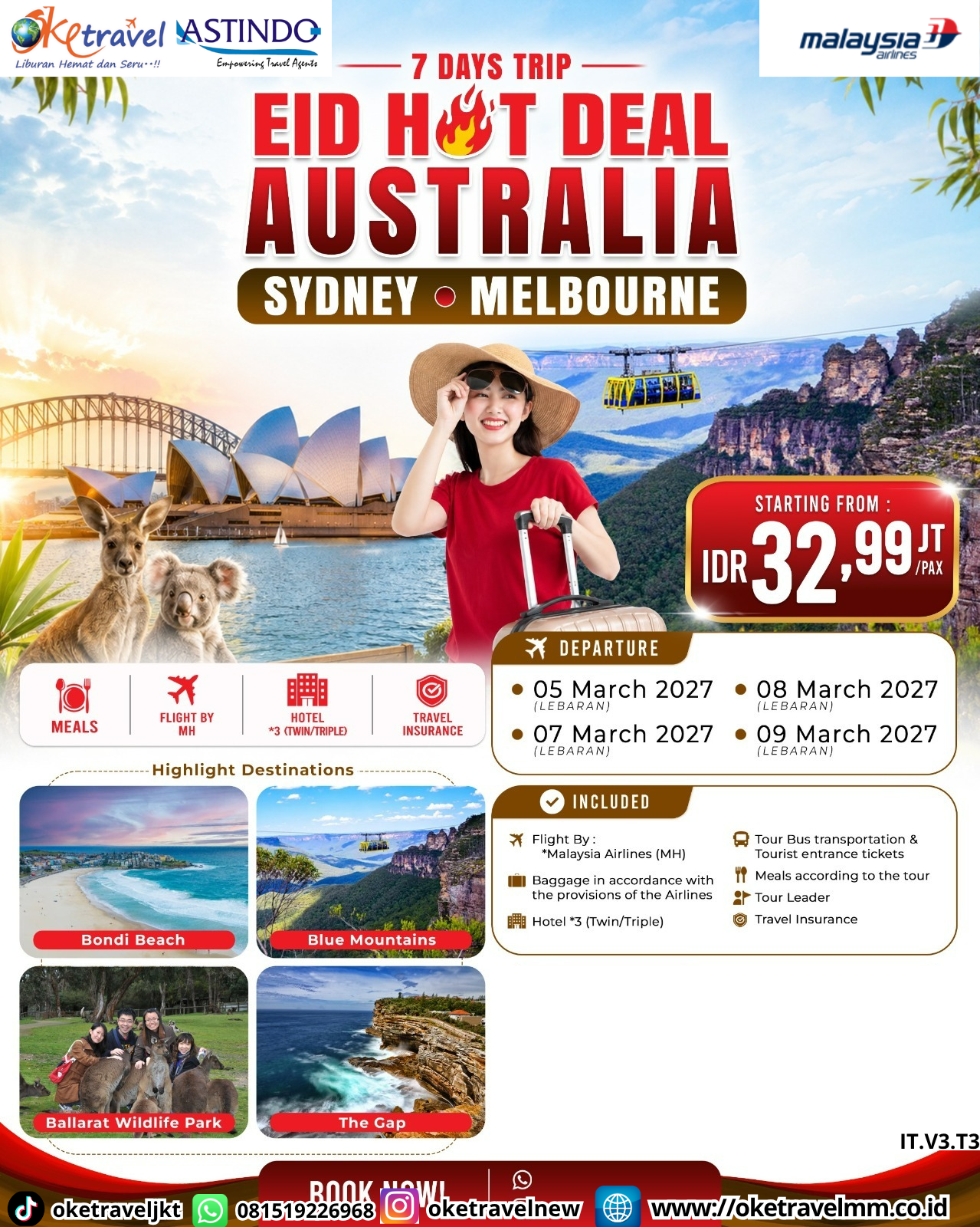 7D EID HOT DEAL AUSTRALIA SYDNEY MELBOURNE | DEPT : 05,07,08,09 MARET 2027 | BY MH 