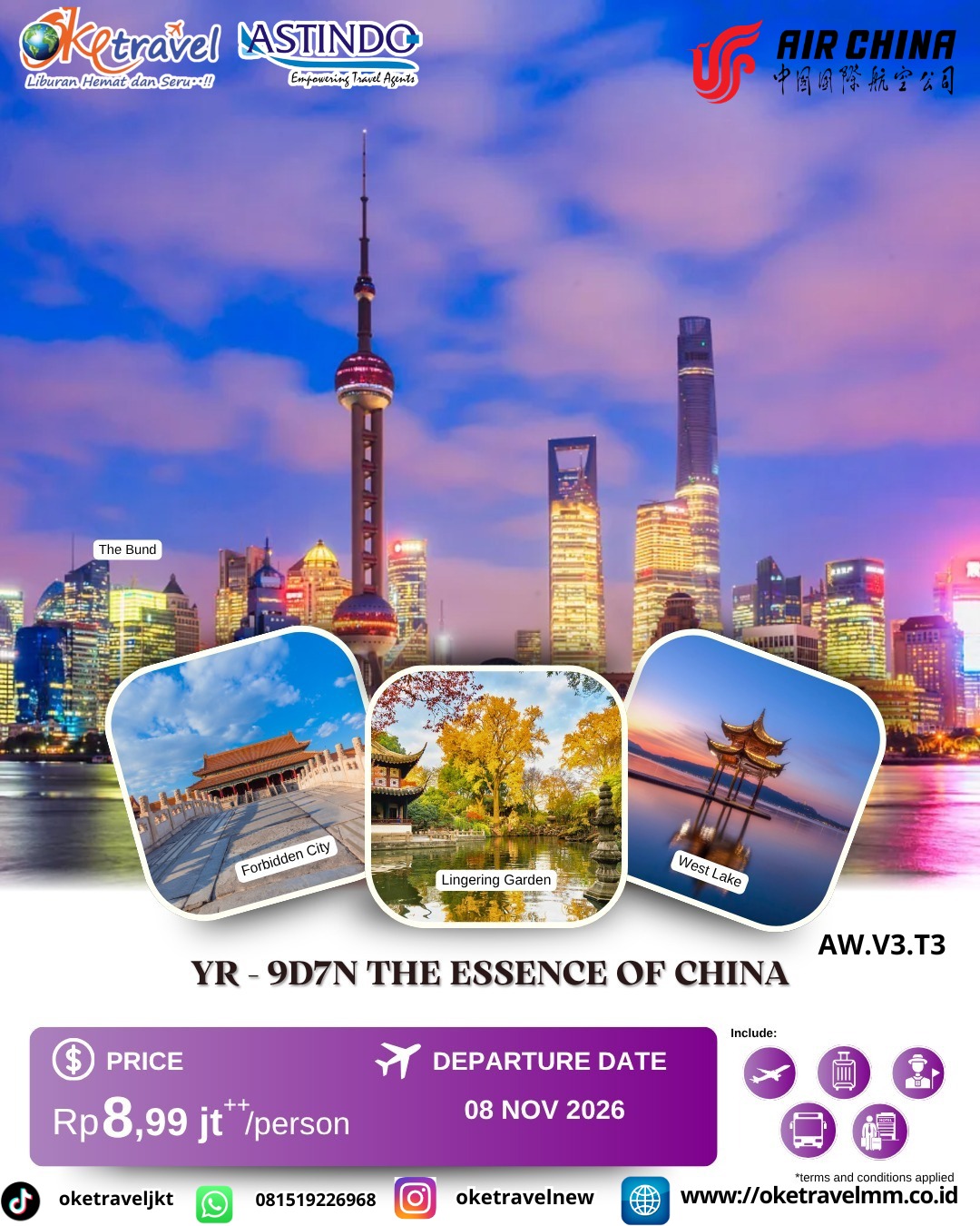 9D7N THE ESSENCE OF CHINA | DEP : 08 NOV 2026 | BY CA