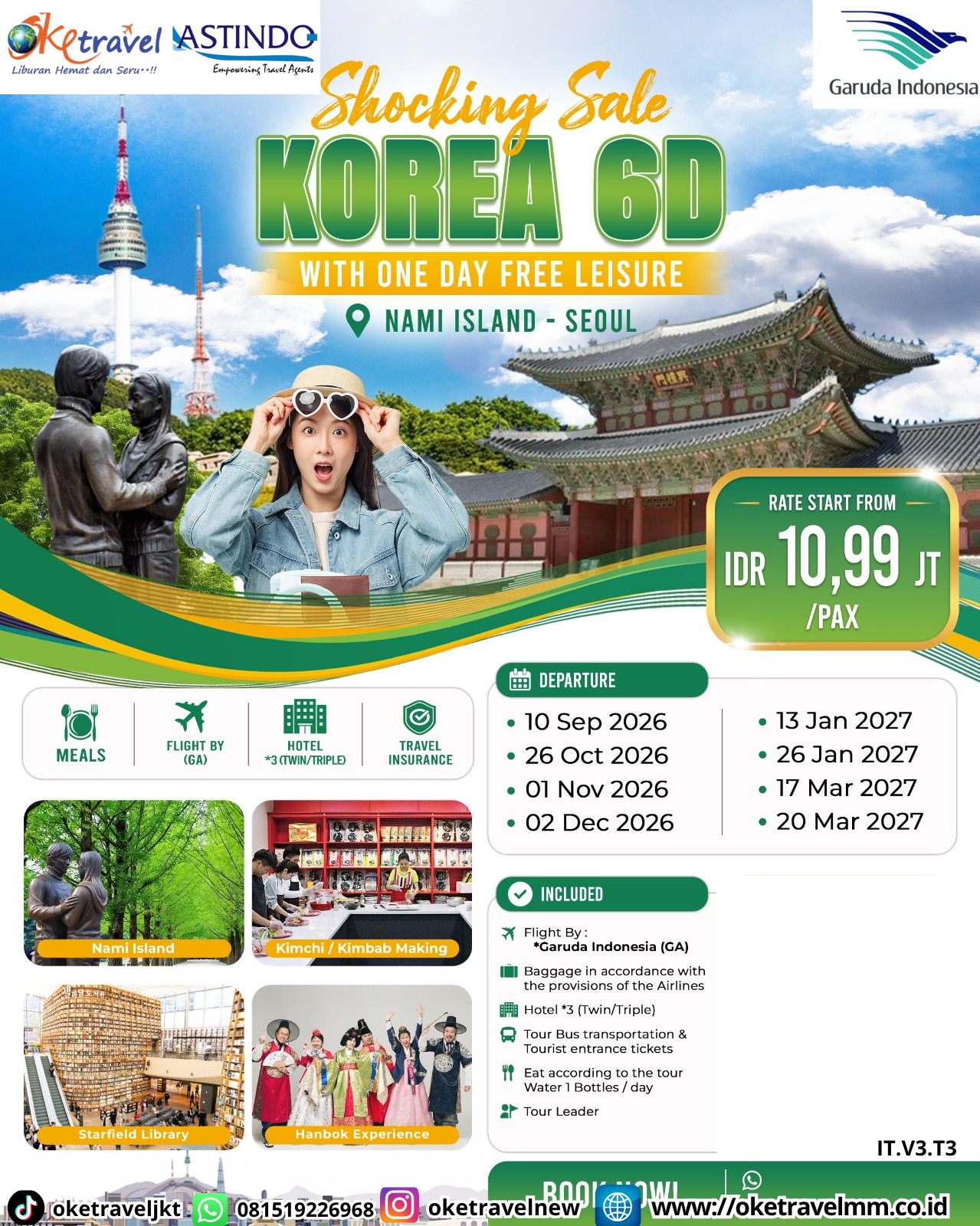 6D SHOCKING SALE WITH ONE DAY FREE LEISURE | DEPT : 10 SEPT | DEPT : 26 OKT | DEPT : 01 NOV | DEPT : 02 DES 2026 | DEPT : 13,26 JAN | DEPT : 17,20 MAR | BY GA 