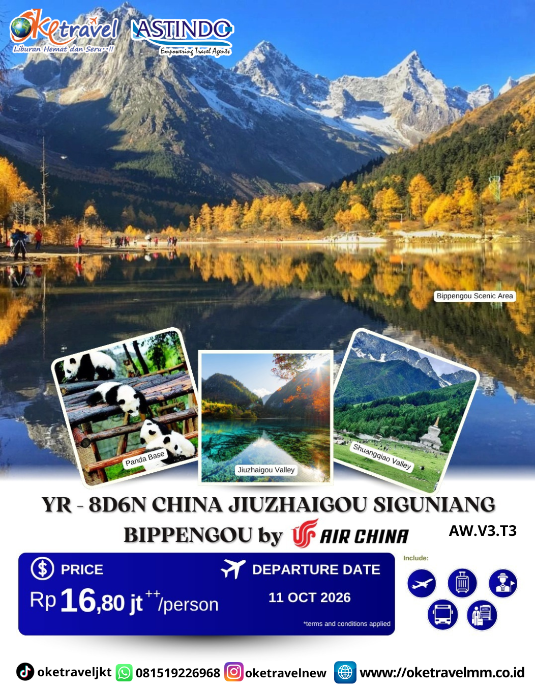 8D6N CHINA JIUZHAIGOU SIGUNIANG BIPPENGOU | DEP : 11 OCT 2026 | BY CA