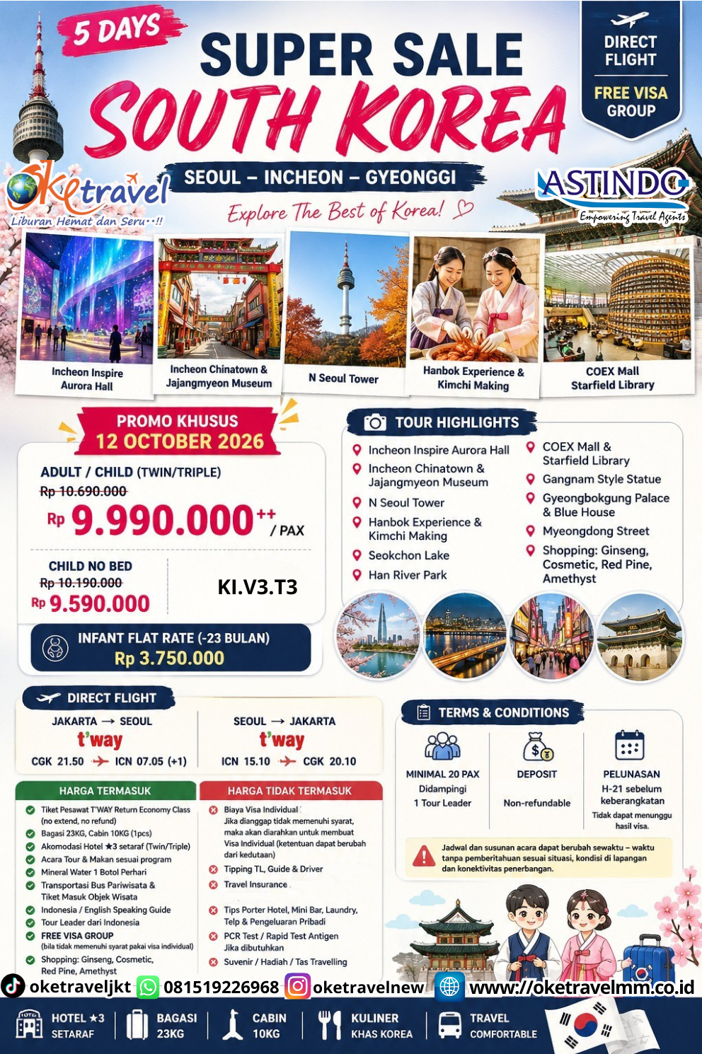 5D SUPER SALE SOUTH KOREA | DEP : 12 OCT 2026 | BY TW