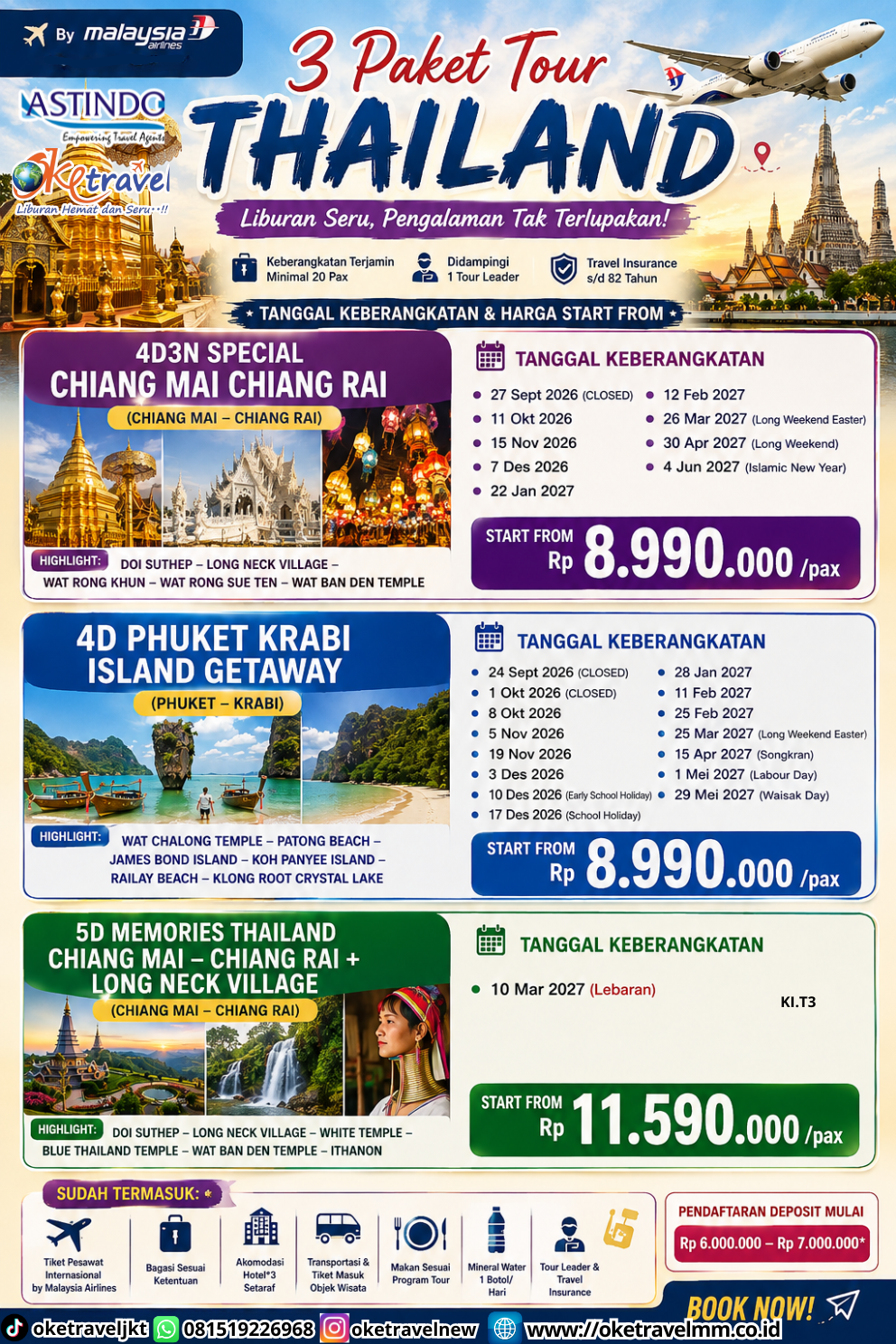 5D MEMORIES THAILAND CHIANG MAI - CHIANG RAI + LONG NECK VILLAGE | DEP : 10 MARCH 2027 | BY MH