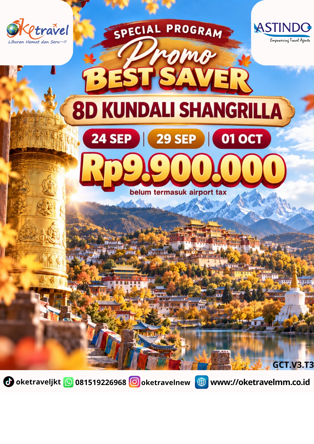 8D KUNMING DALI LIJIANG SHANGRILA | 15,17,19,22,24,26,29 SEP | 1,3,6,8,10,13,15,17,20,22,24,27,29,31 OCT | 3,5,7,10,12,14,17,19,21 NOV | 1,3,5,8,10,12,15,17,19,22,24,26,29,31 DEC 2026 | BY 8L