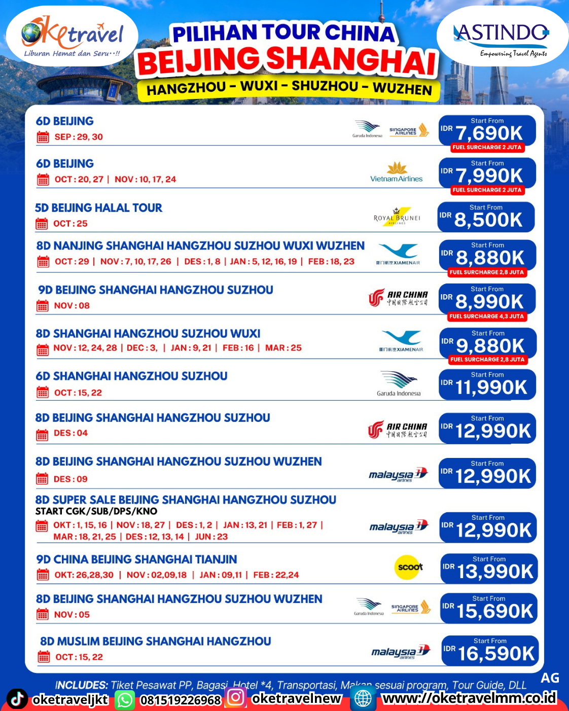 8D BEIJING SHANGHAI HANGZHOU SUZHOU WUZHEN | DEPT : 09 DES 2026 | BY MH