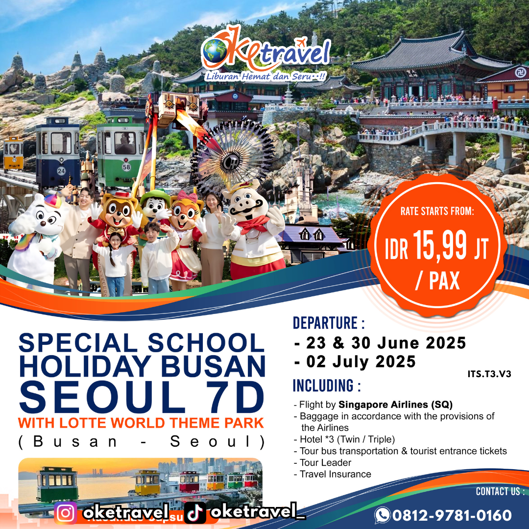 7D SPECIAL SCHOOL HOLIDAY BUSAN-SEOUL BY SQ