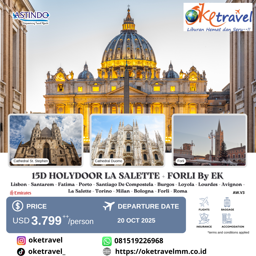 15D HOLYDOOR LA SALETTE + FORLI  | dep 20 oct | By EK