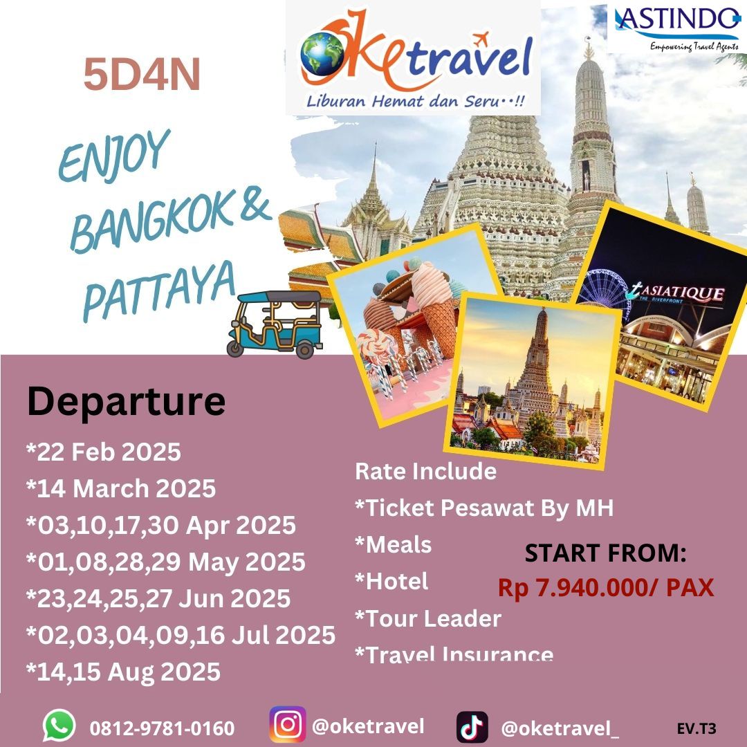 5D4N ENJOY BANGKOK-PATTAYA, BY By Malaysia Airlines