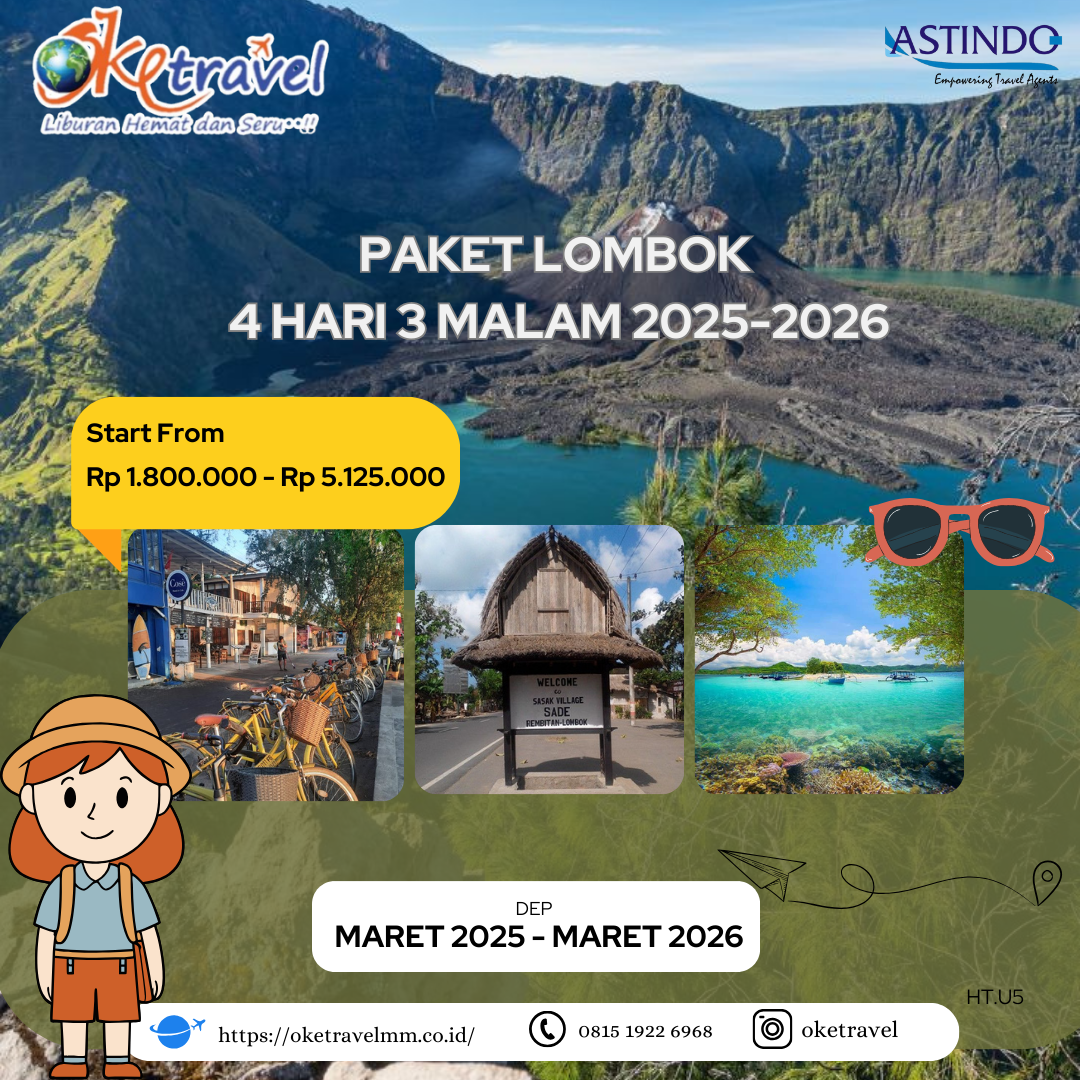 PAKET LOMBOK 4 HARI 3 MALAM 2025-2026