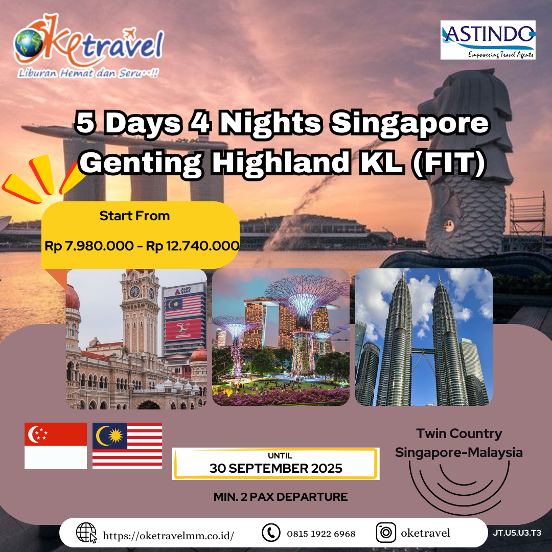 5 Days 4 Nights Singapore Genting Highland KL (FIT)