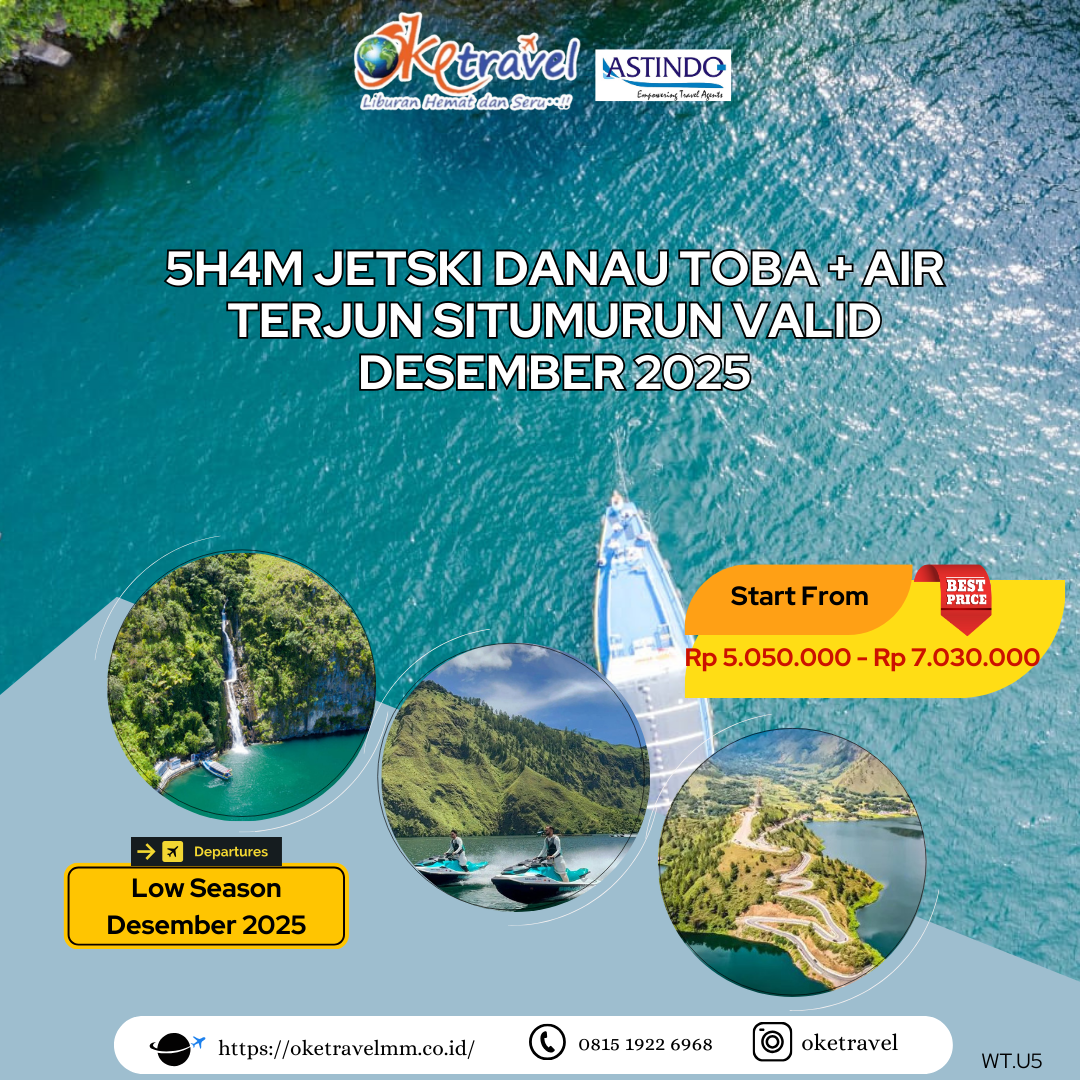 5H4M JETSKI DANAU TOBA + AIR TERJUN SITUMURUN VALID DESEMBER 2025