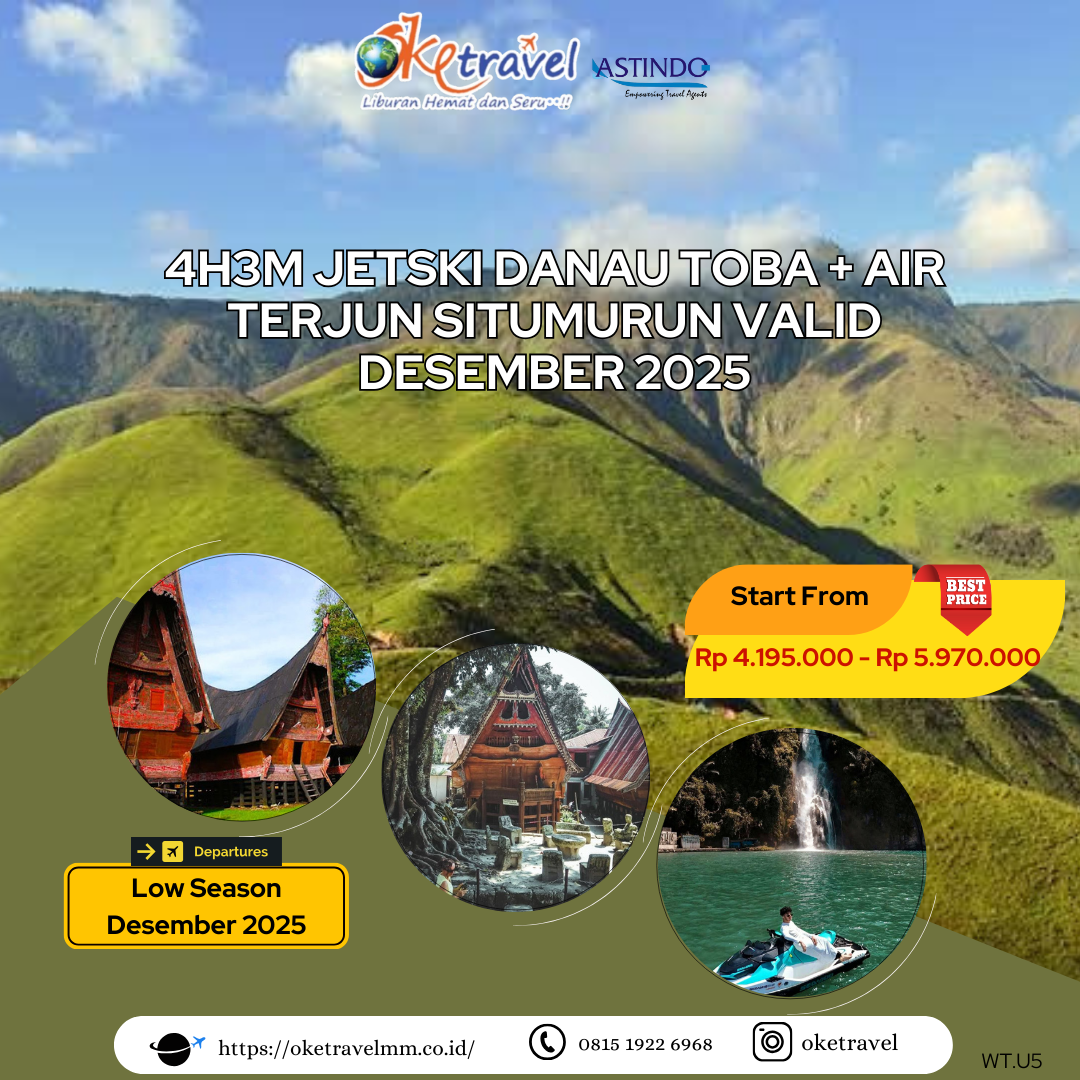4H3M JETSKI DANAU TOBA + AIR TERJUN SITUMURUN VALID DESEMBER 2025
