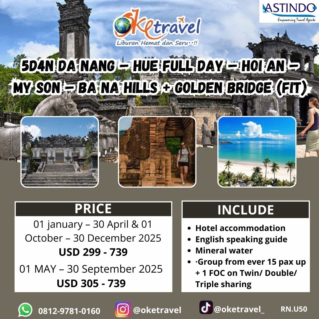 5D4N DA NANG – HUE FULL DAY – HOI AN – MY SON – BA NA HILLS + GOLDEN BRIDGE (FIT)