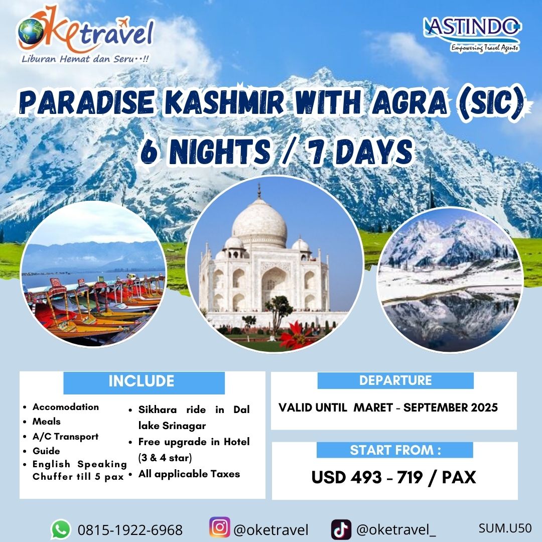 PARADISE KASHMIR WITH AGRA 6 NIGHTS / 7 DAYS  (SIC)